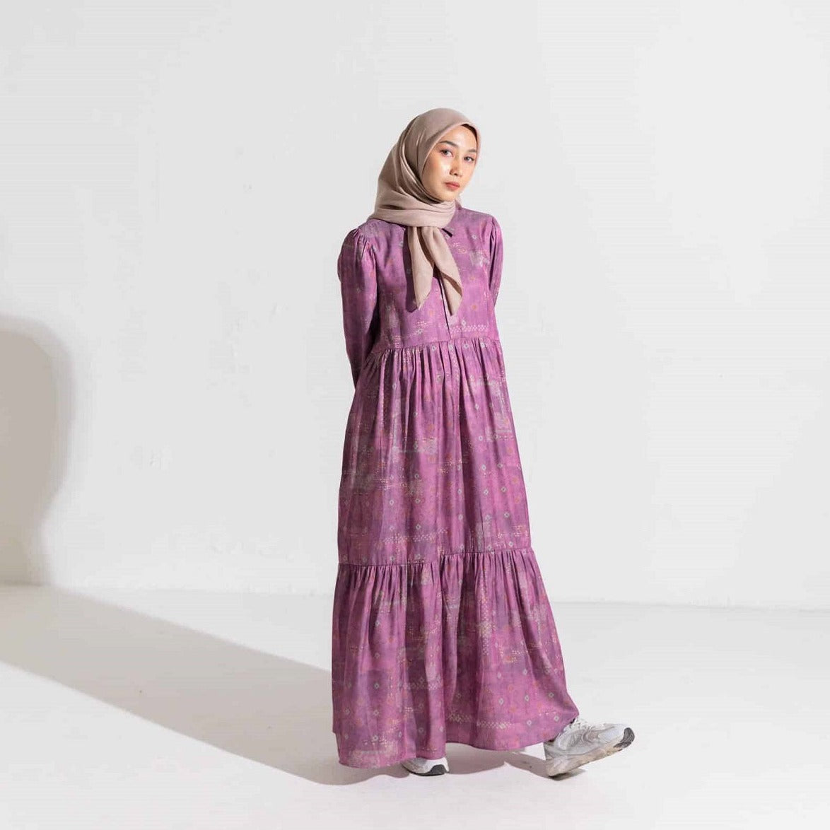 Dress Wanita Muslim Dauky Gamis L Dress Bohe Series - Burgundy