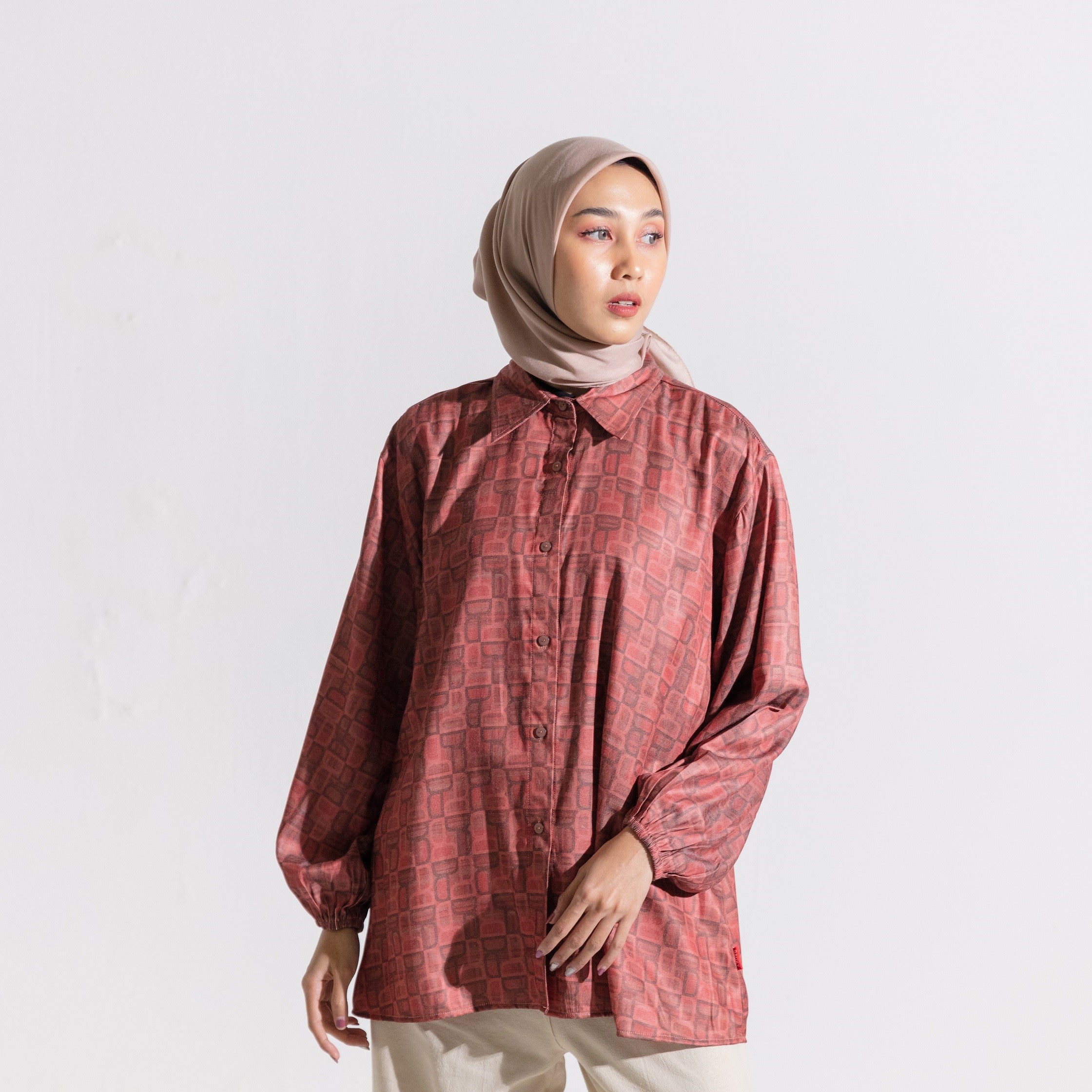 Dauky Atasan Wanita S Tunik Monogram Series - Maroon