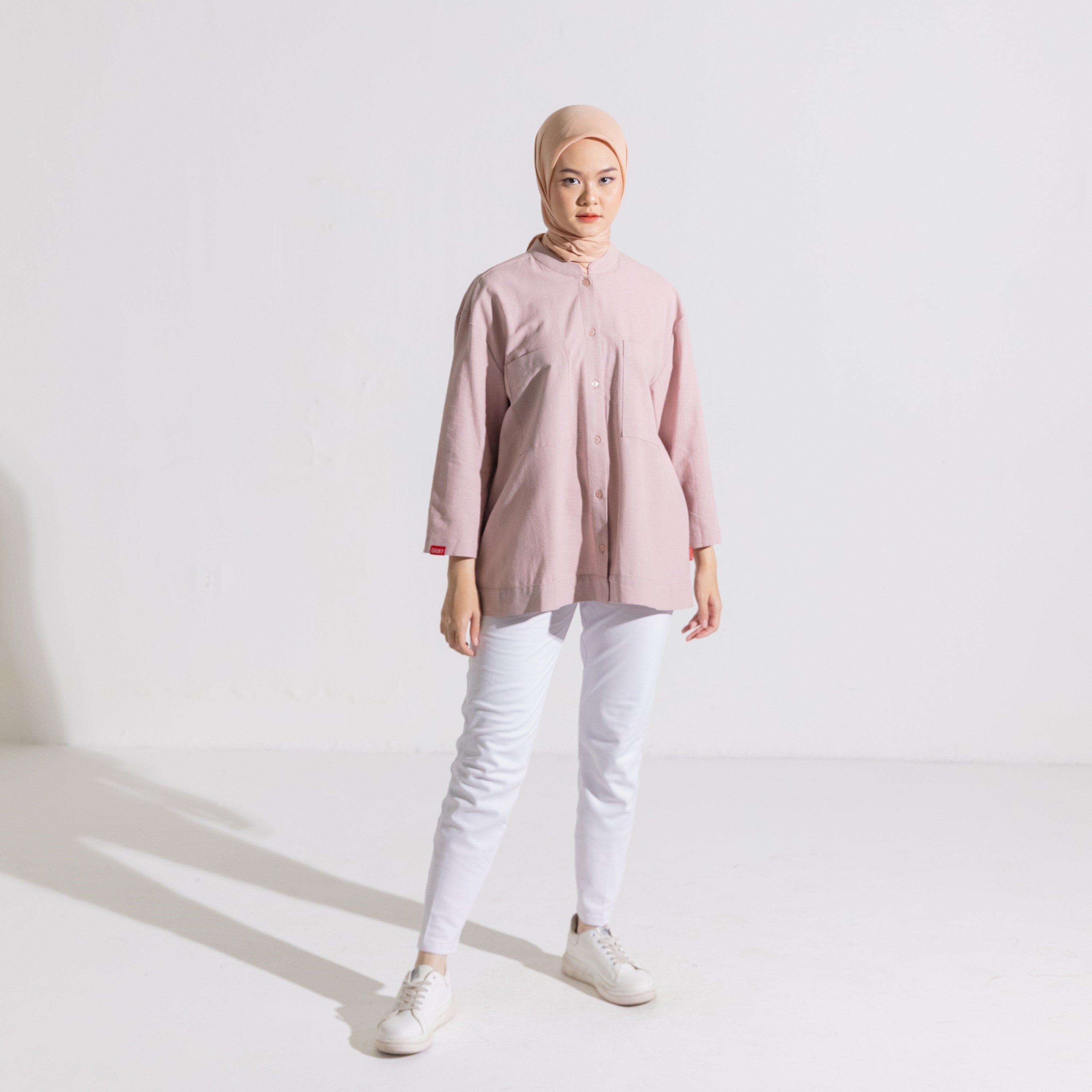 Dauky Atasan Wanita S Tunik Linen Pocket - Dustypink