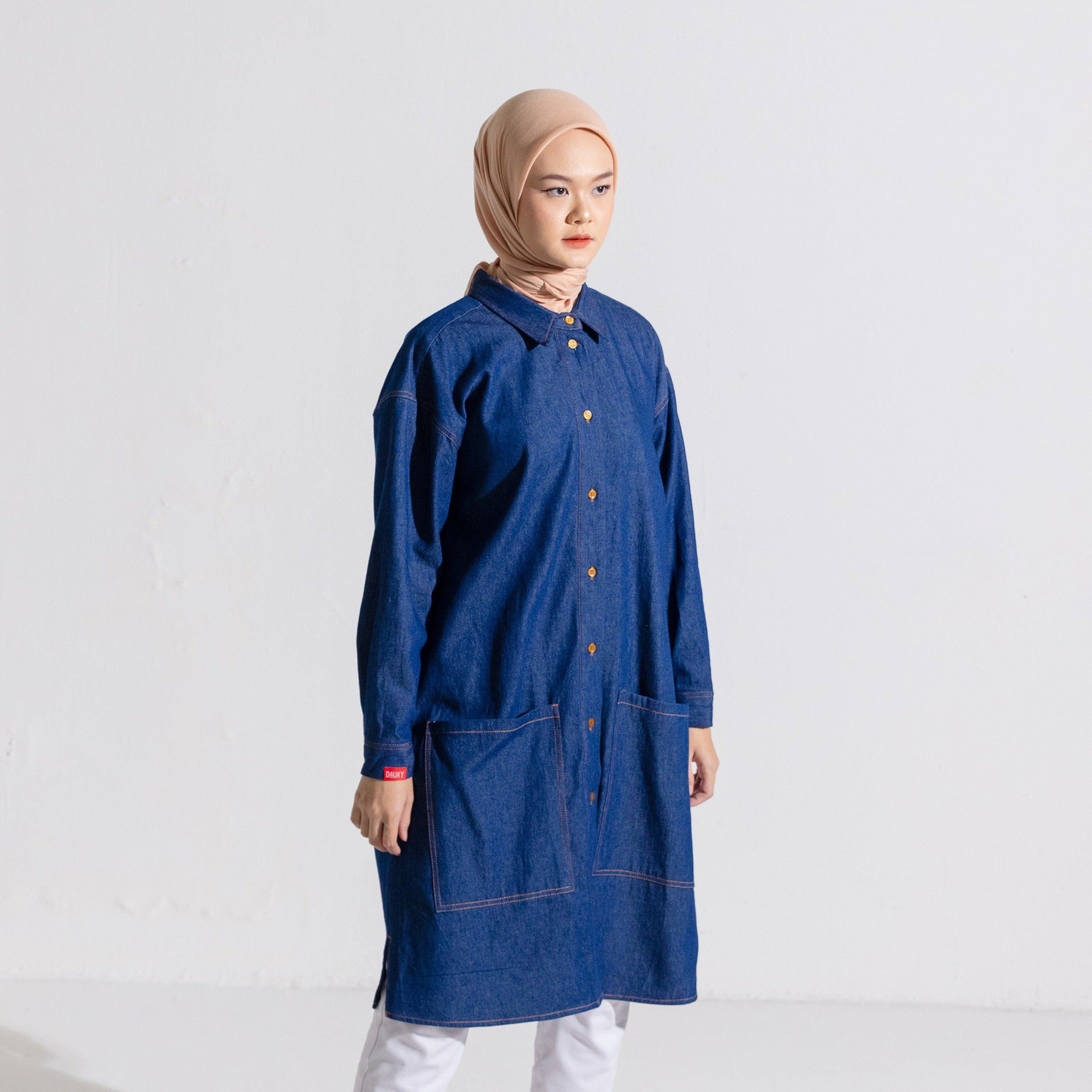 L Tunic Denim - Biru Tua