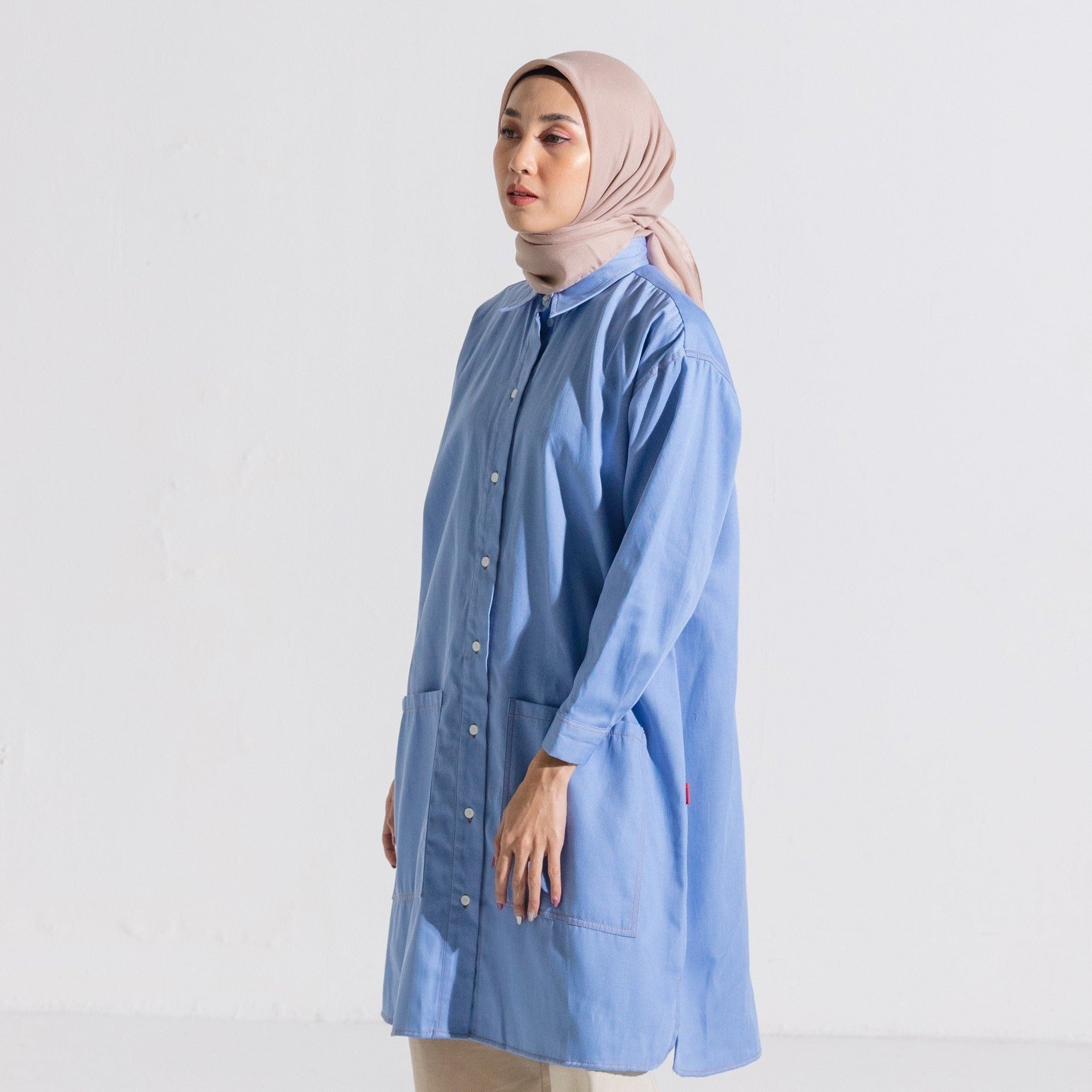 L Tunic Denim - Biru Muda