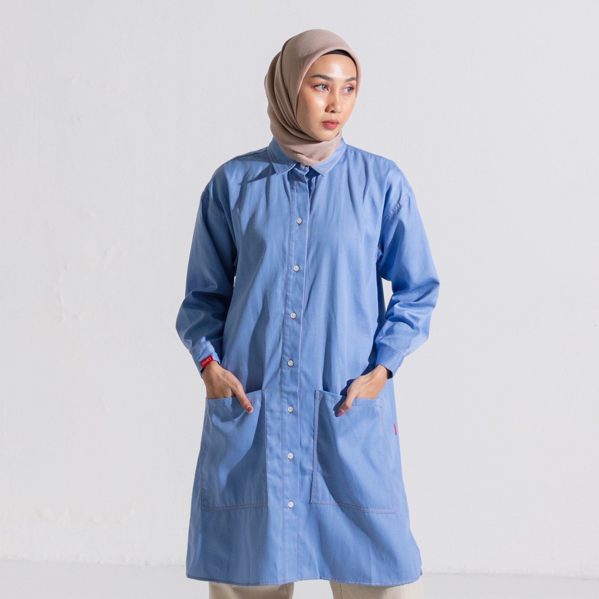 L Tunic Denim - Biru Muda