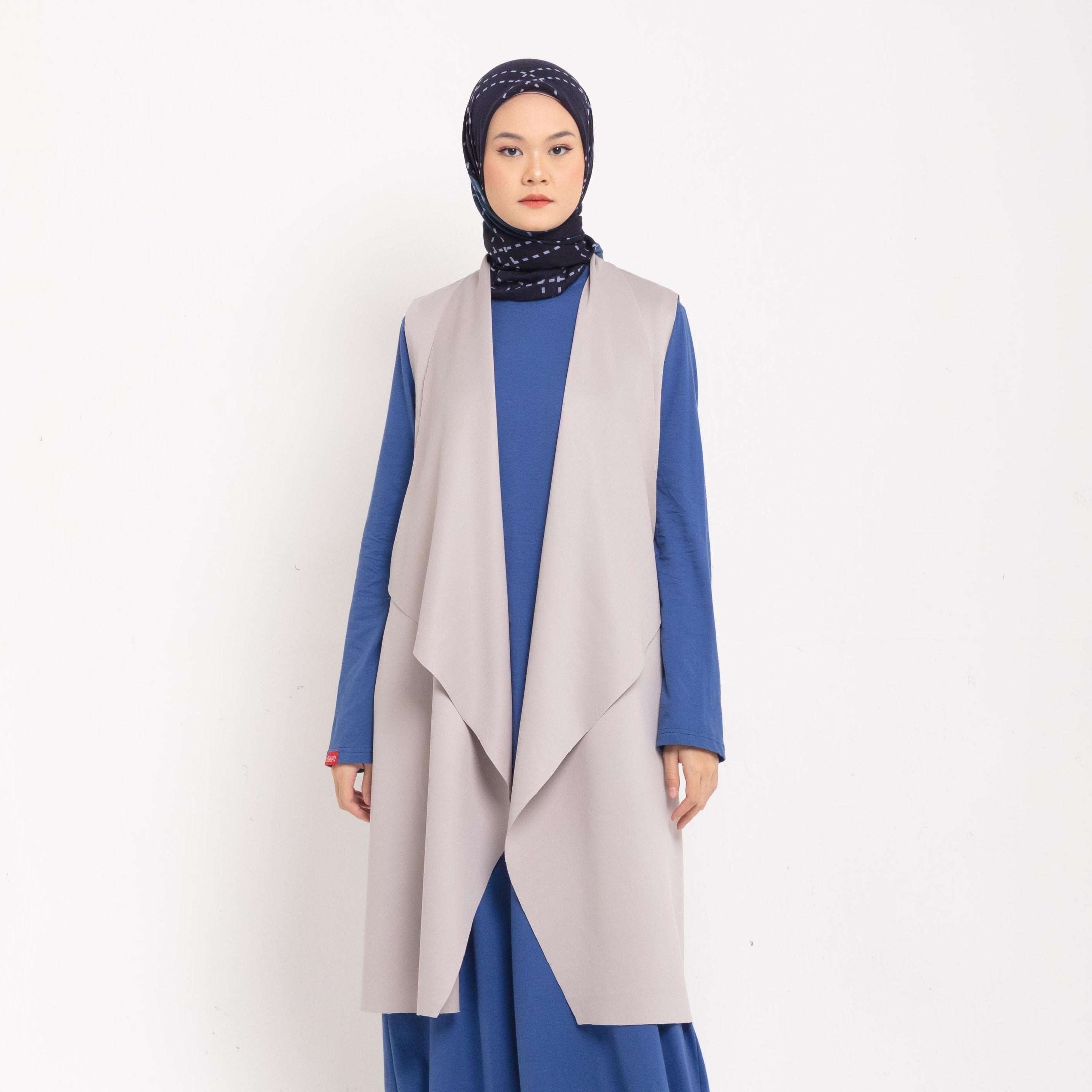 Cardigan Atasan Wanita Dauky Vest Scuba Ruffles Executive Collection - Khaky