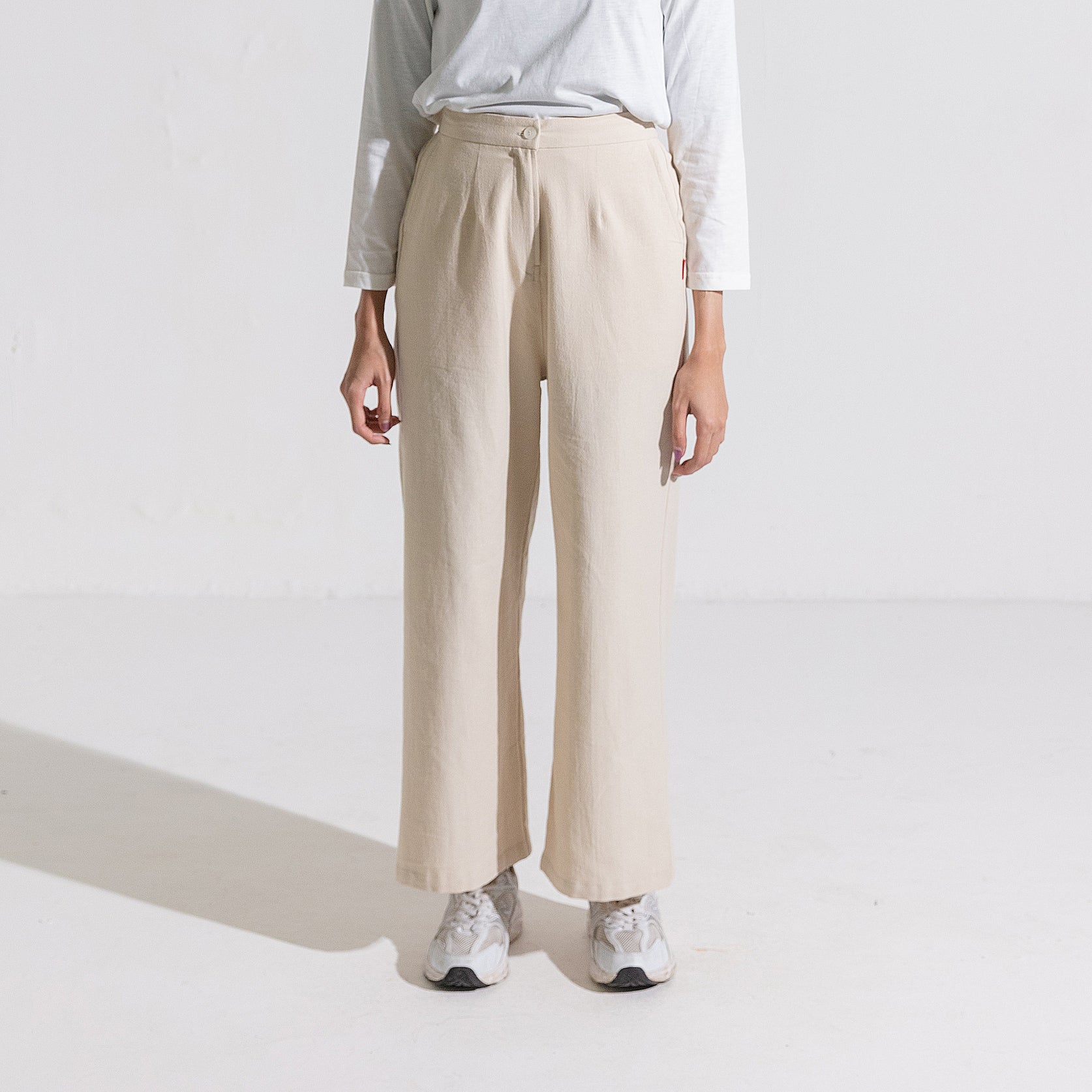 Dauky Celana Panjang Palazo Linen - Bone