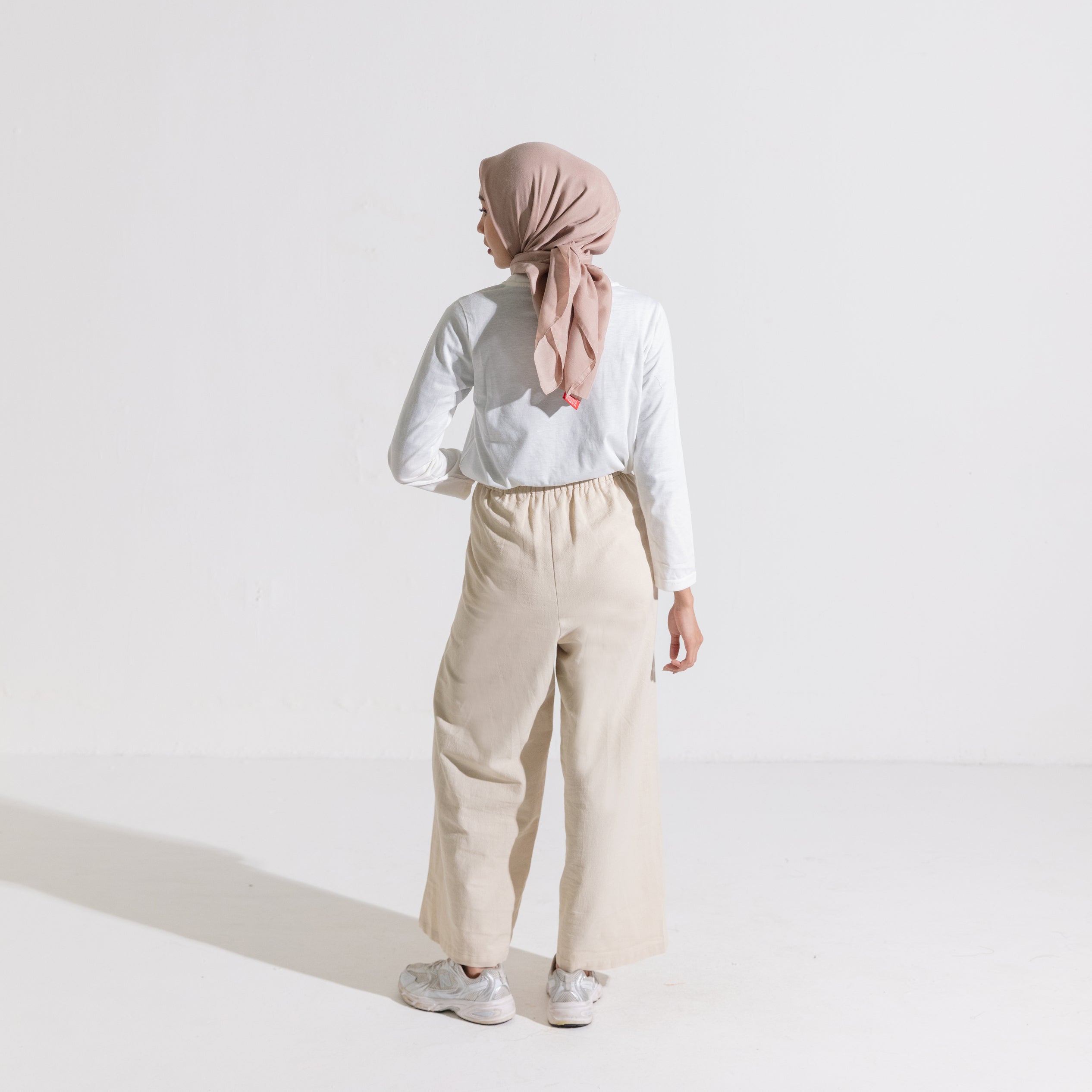 Dauky Celana Panjang Palazo Linen - Bone