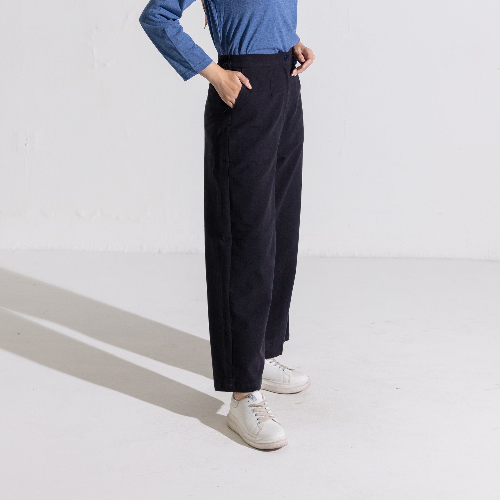 Dauky Celana Panjang Palazo Linen - Hitam