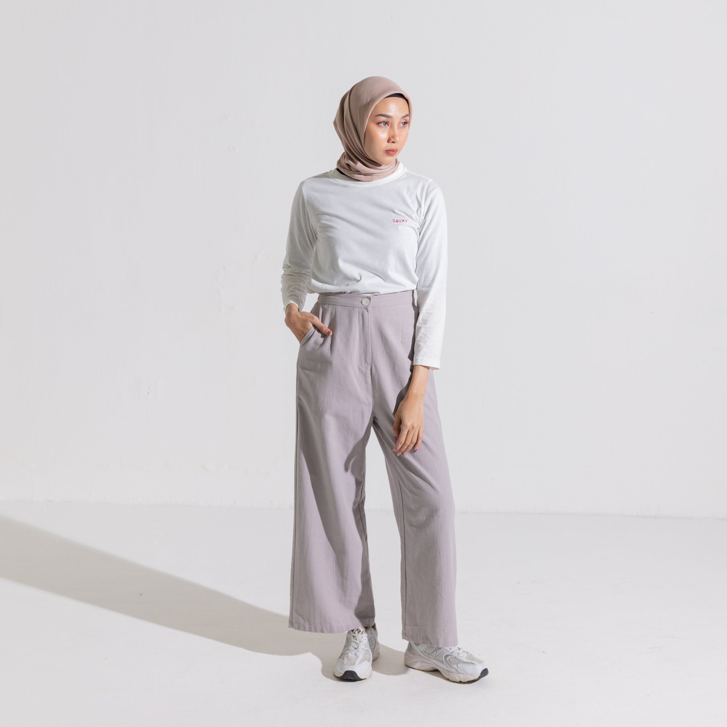 Dauky Celana Panjang Palazo Linen - Silvergrey