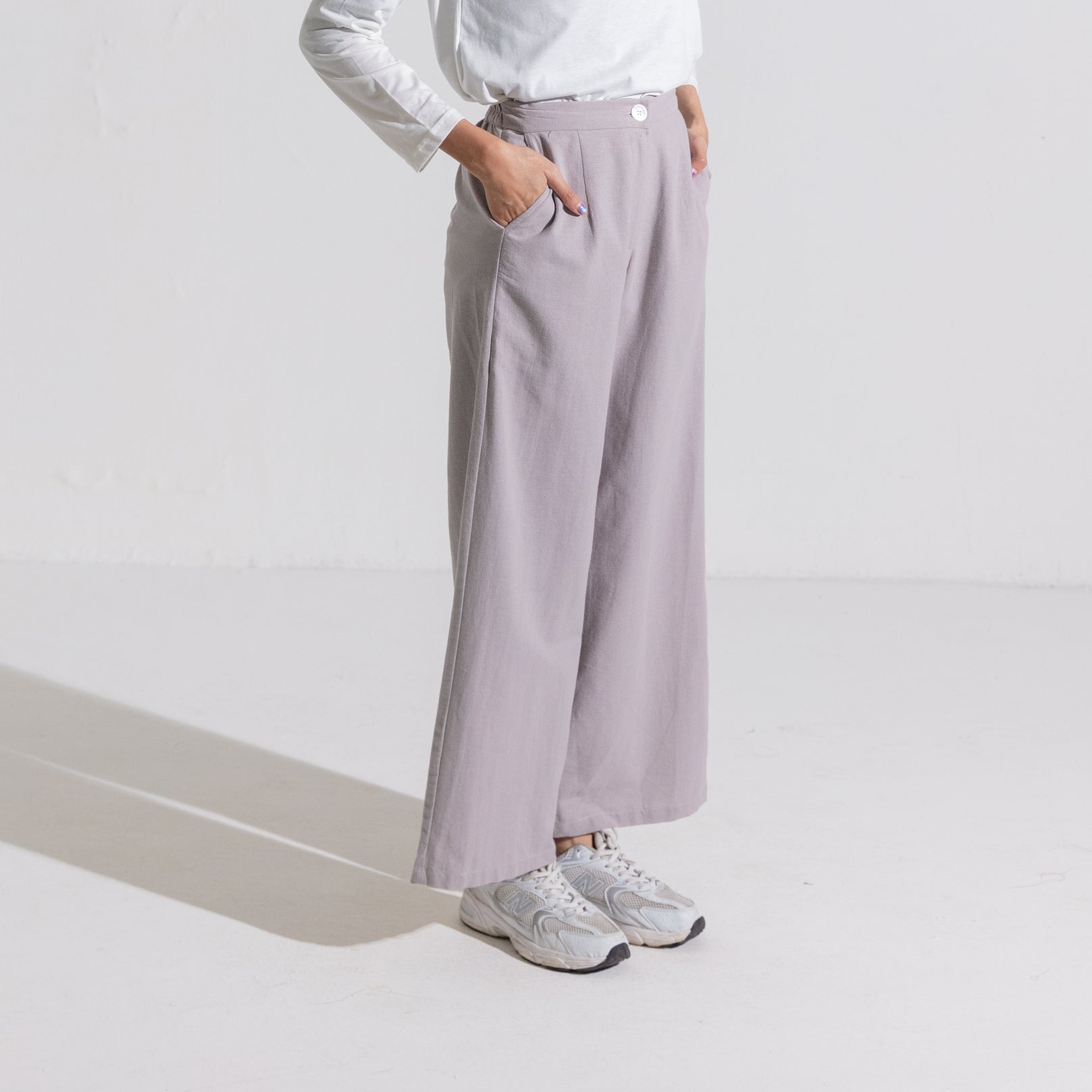 Dauky Celana Panjang Palazo Linen - Silvergrey