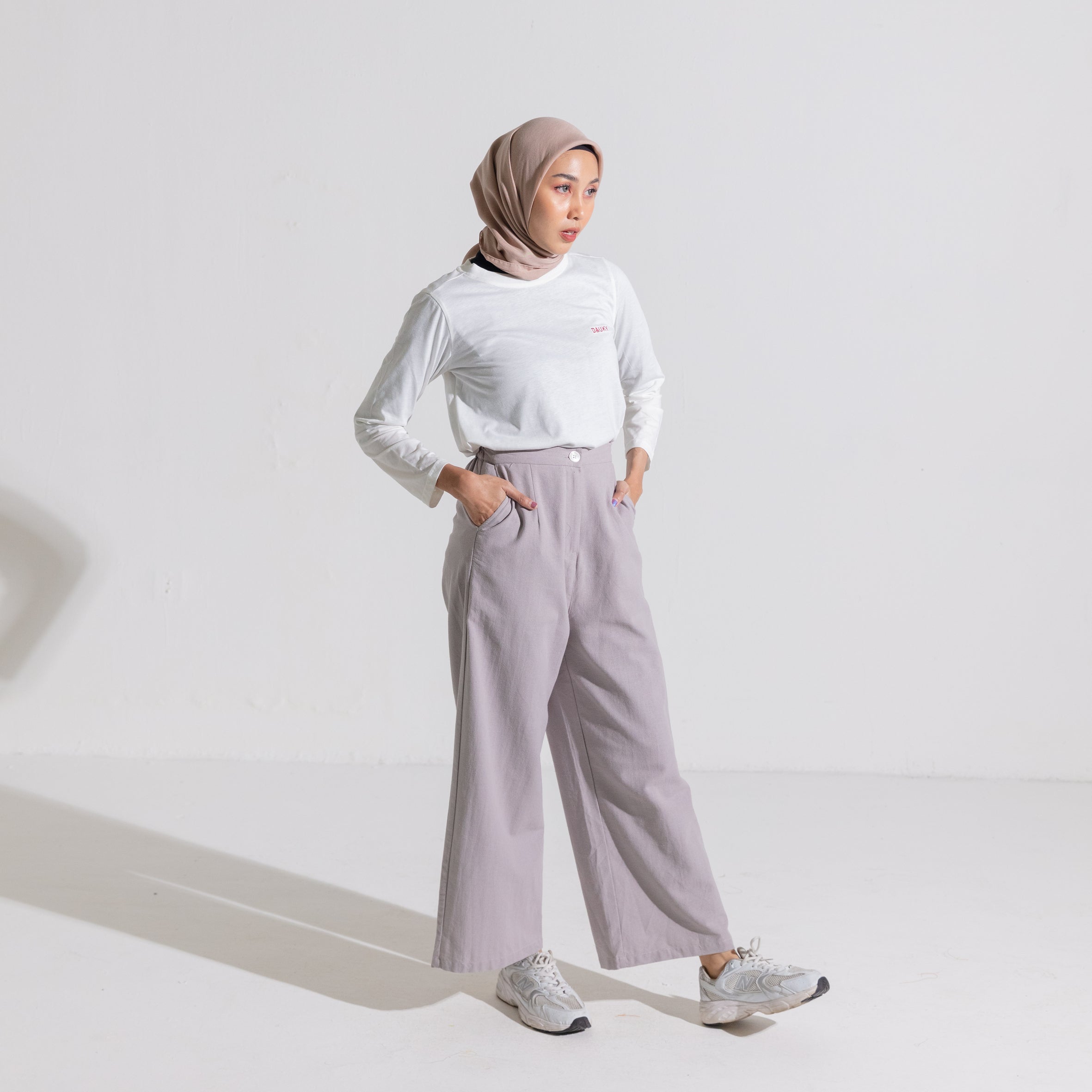 Dauky Celana Panjang Palazo Linen - Silvergrey