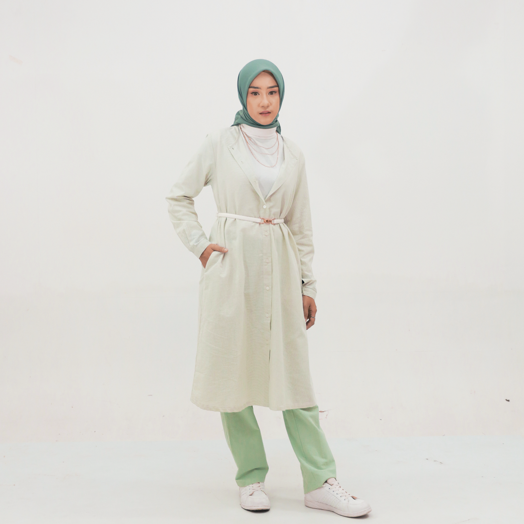 Dauky Atasan Wanita L Tunik Basic Stripe Smart Tunic Collection - Hijau