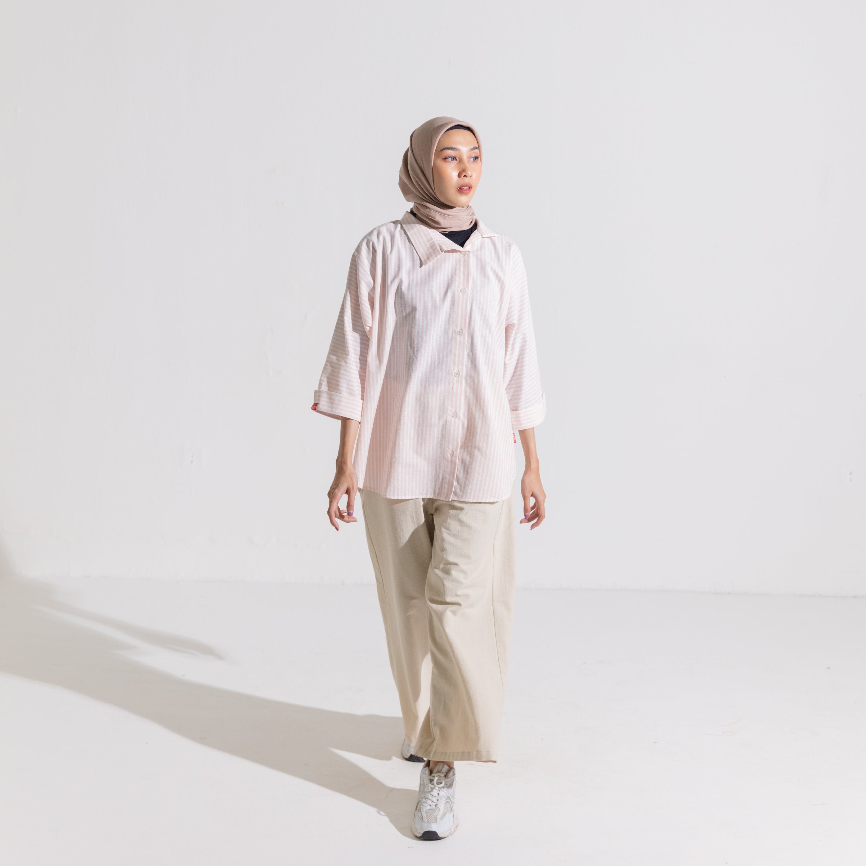 Dauky Atasan Wanita M Tunik Batwing Stripe - Dustypink