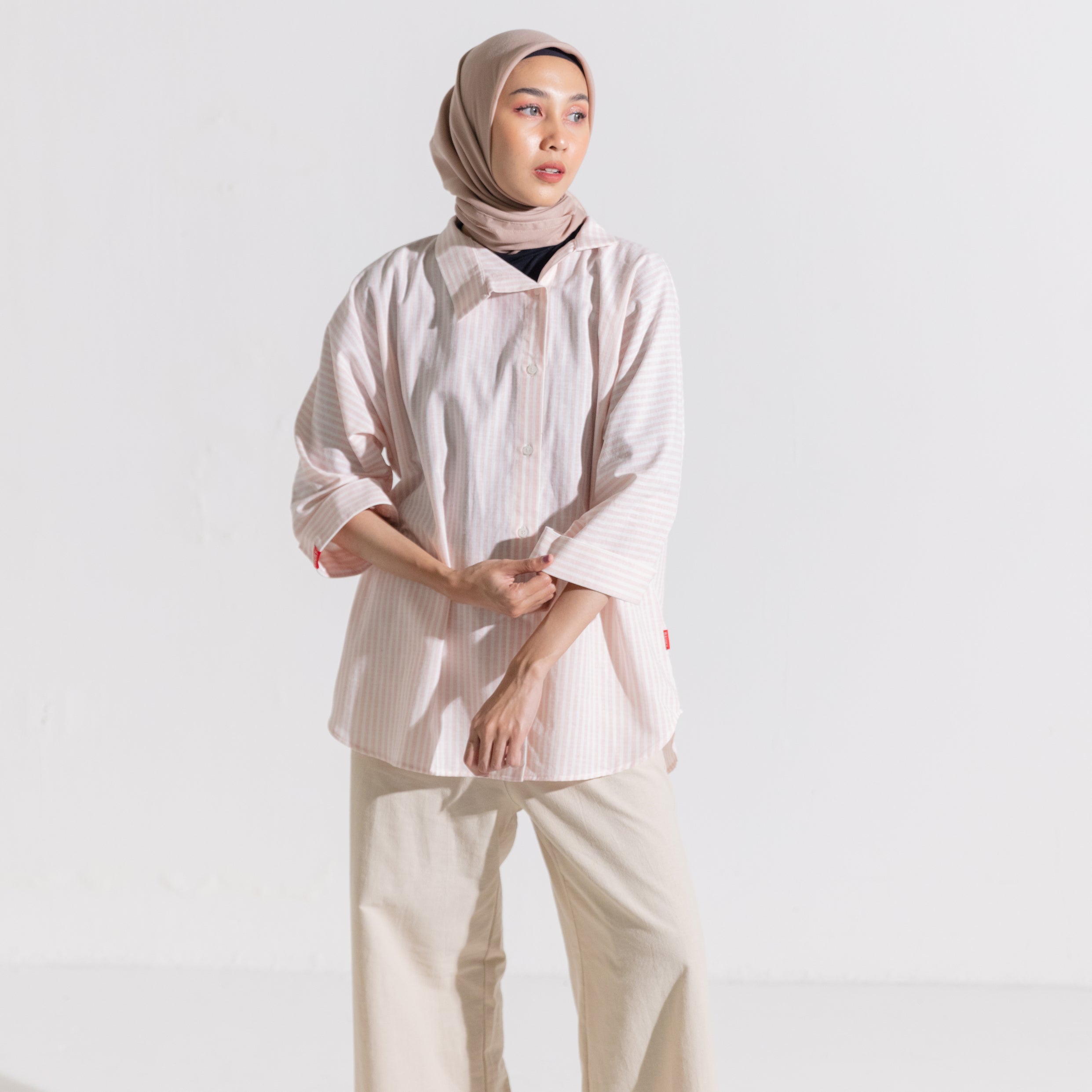 Dauky Atasan Wanita M Tunik Batwing Stripe - Dustypink