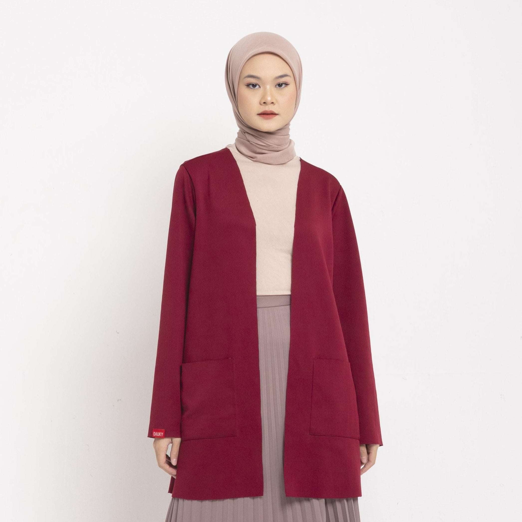 Cardigan Atasan Wanita Dauky Outer Scuba Executive Collection - Maroon