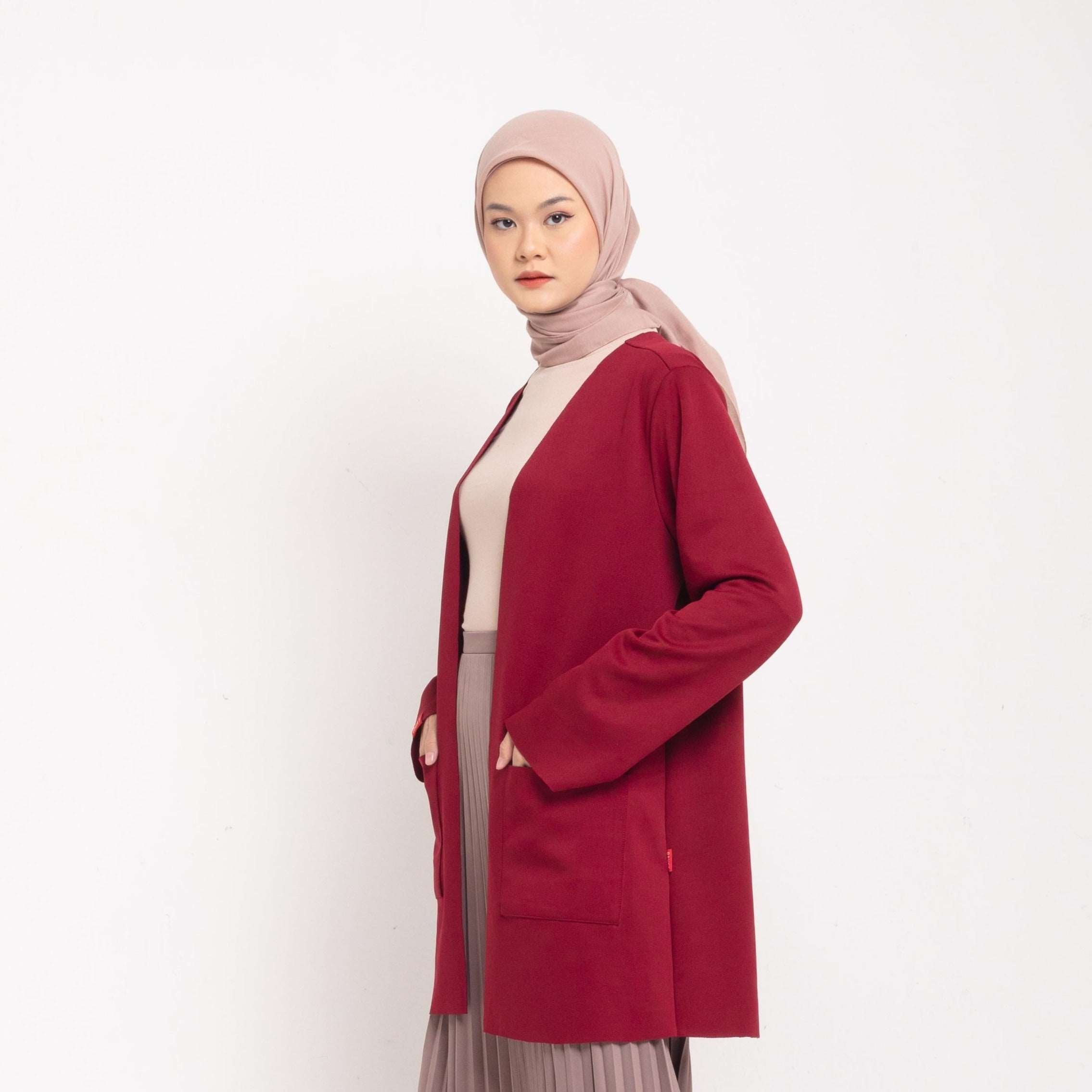 Cardigan Atasan Wanita Dauky Outer Scuba Executive Collection - Maroon