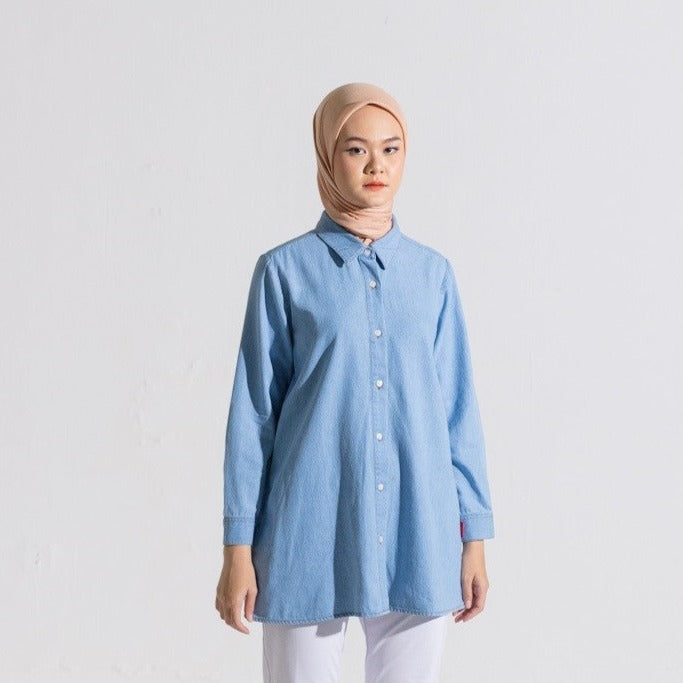M Tunic Basic Denim - Biru Muda