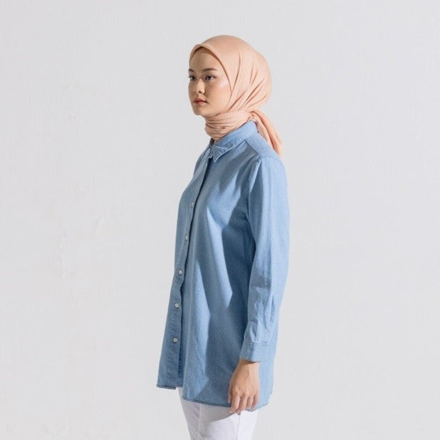 M Tunic Basic Denim - Biru Muda