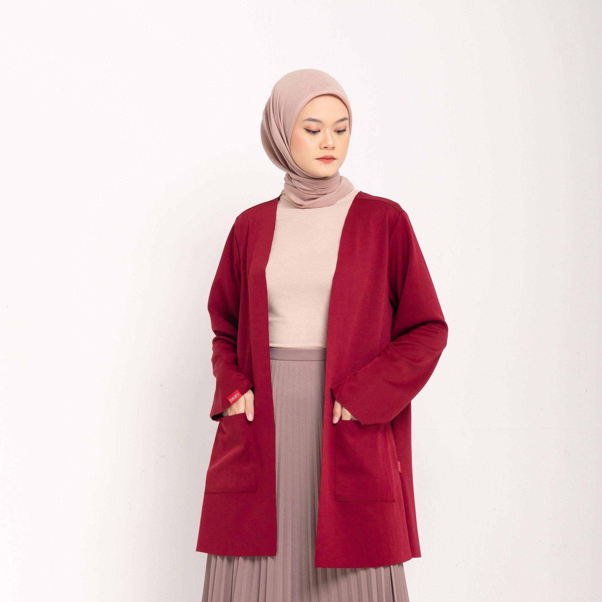 Cardigan Atasan Wanita Dauky Outer Scuba Executive Collection - Maroon