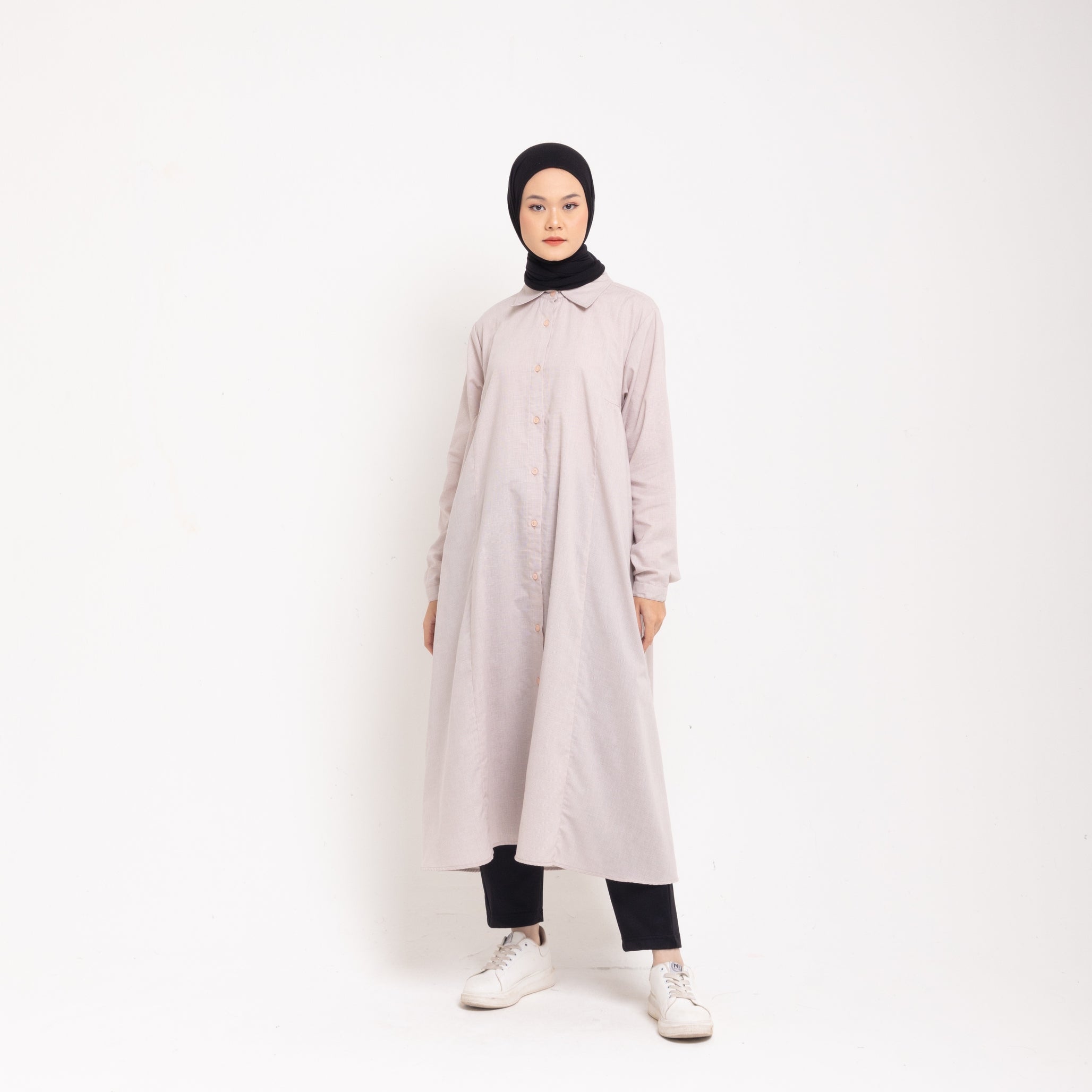 M Dress Katun Houndstooth - Coklat