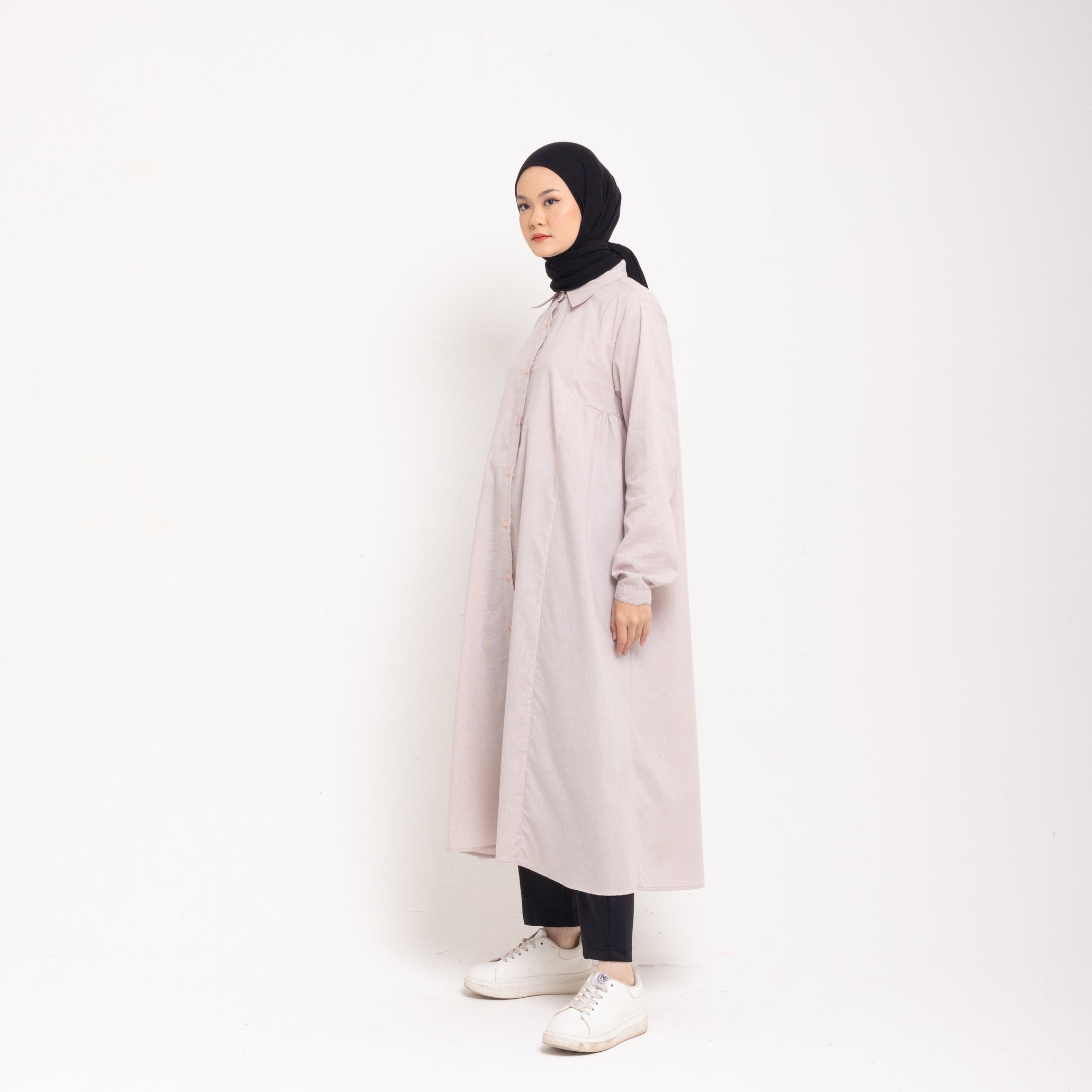 M Dress Katun Houndstooth - Coklat