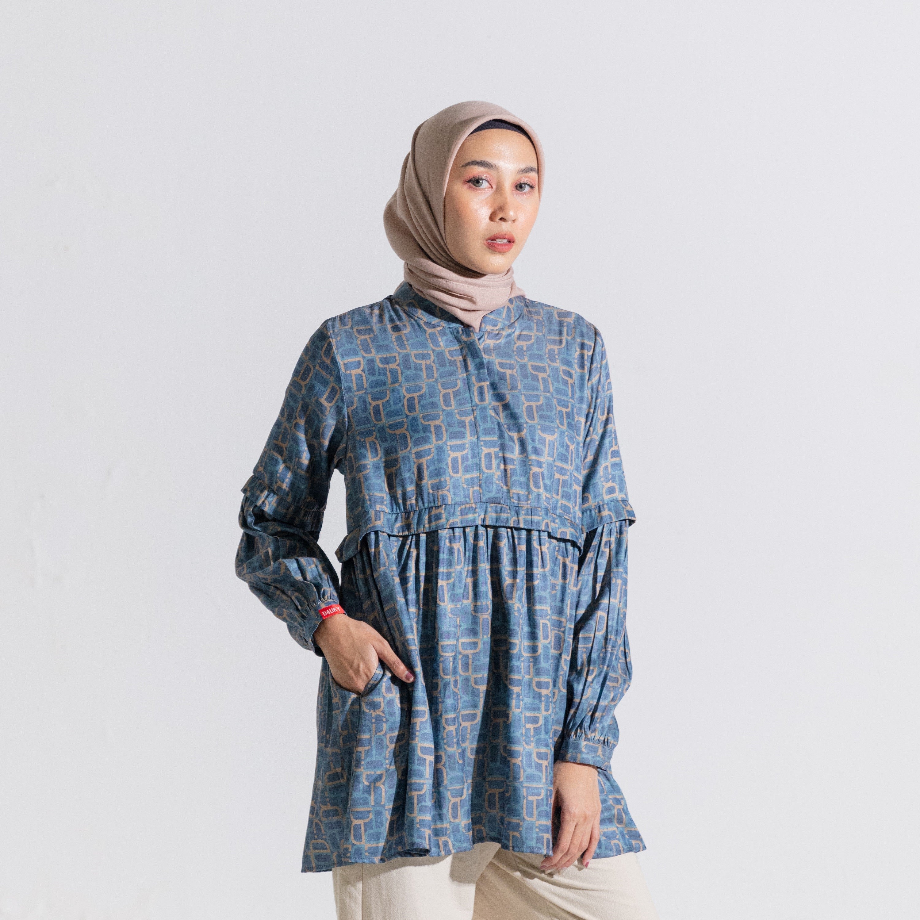 Dauky Atasan Wanita M Tunik Monogram Series  - Navy