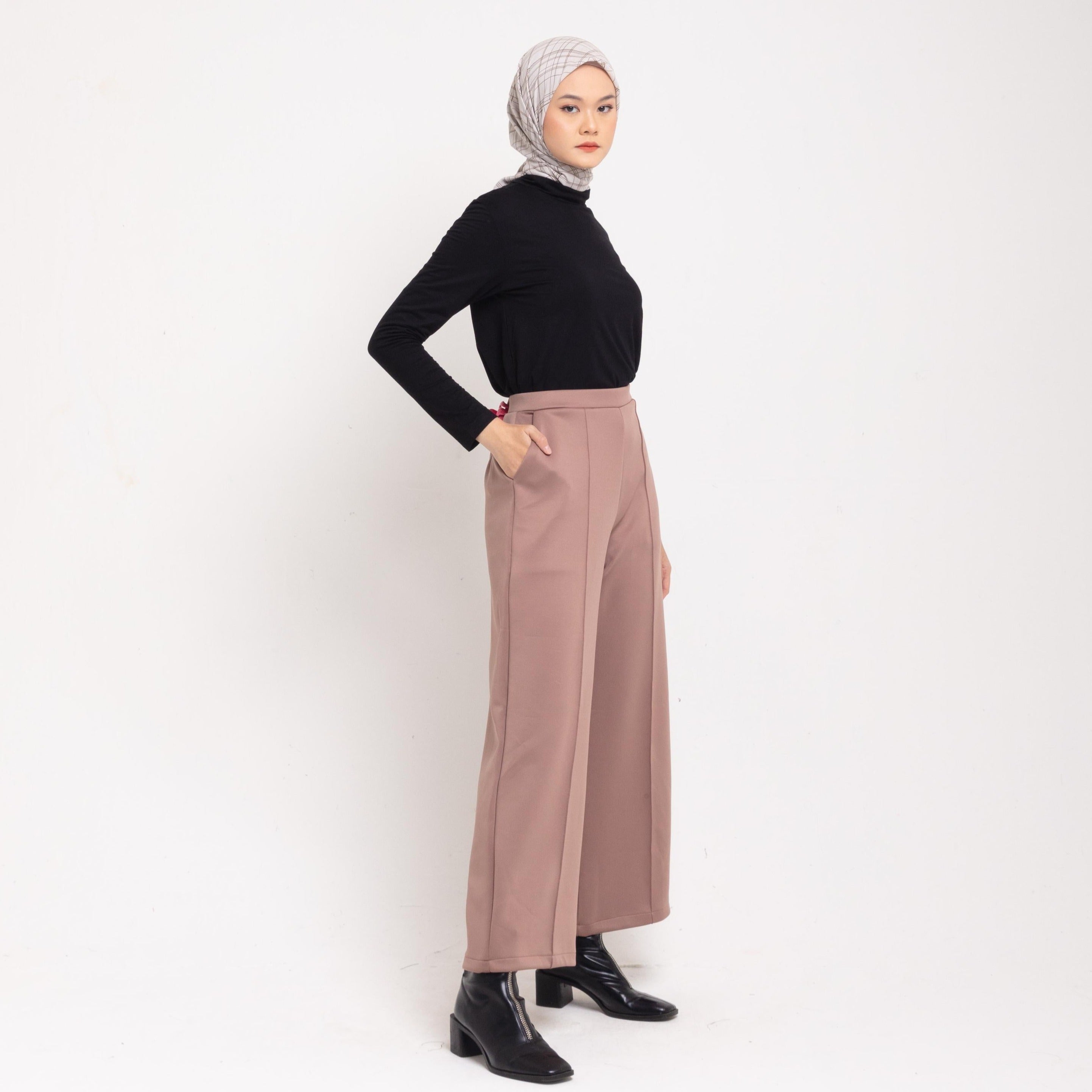 Dauky Celana Panjang Palazo Scuba Executive Collection - Coklat Tua