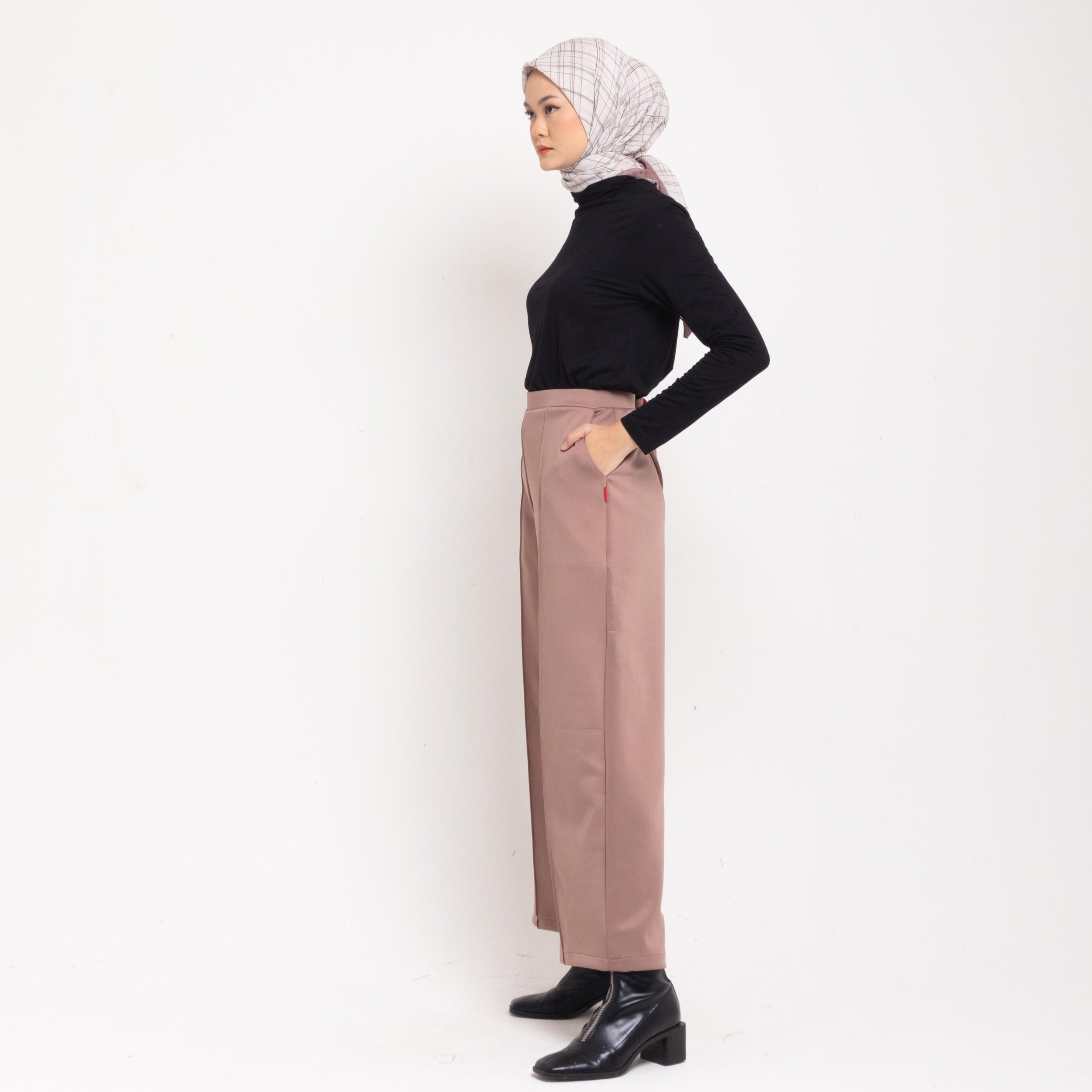Dauky Celana Panjang Palazo Scuba Executive Collection - Coklat Tua