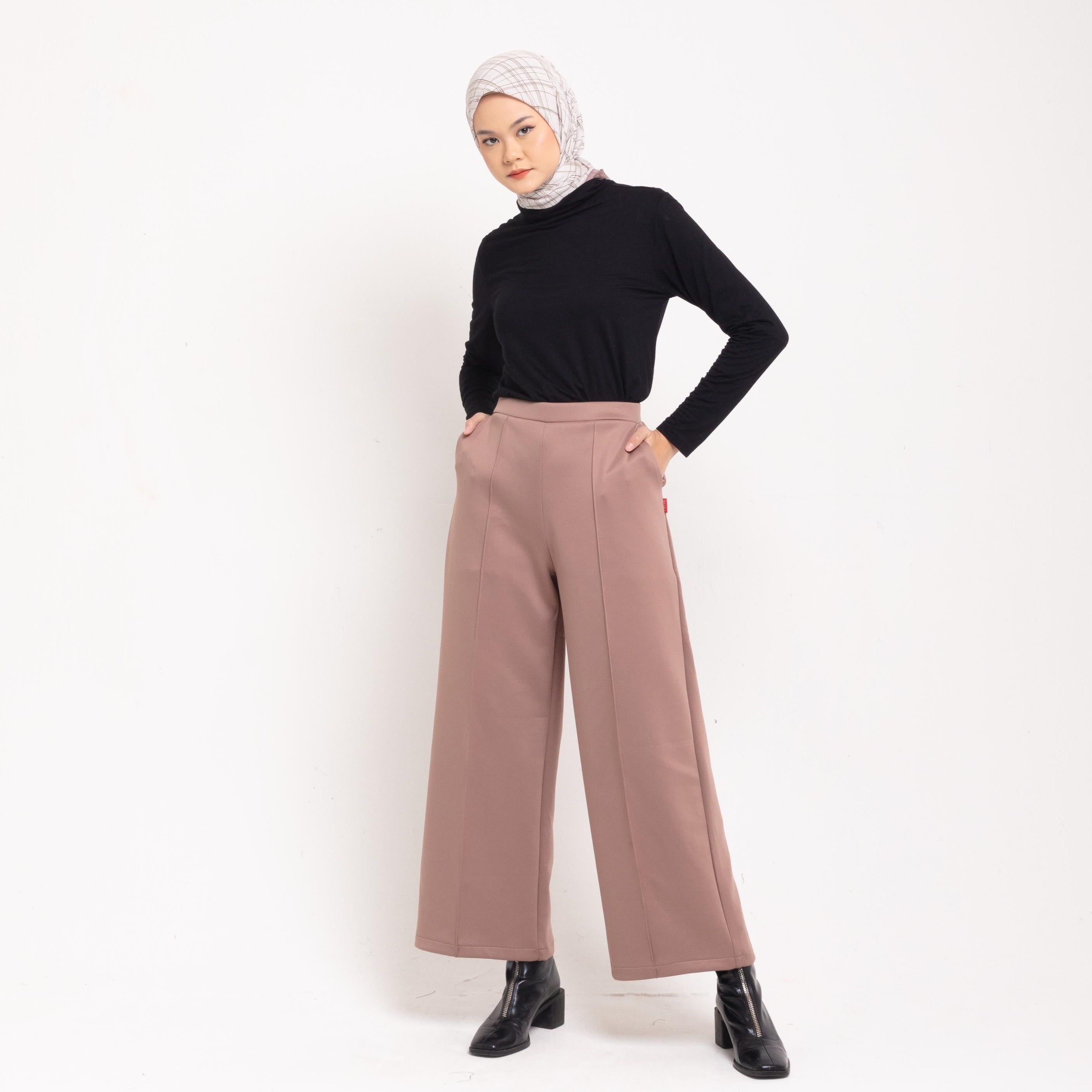 Dauky Celana Panjang Palazo Scuba Executive Collection - Coklat Tua