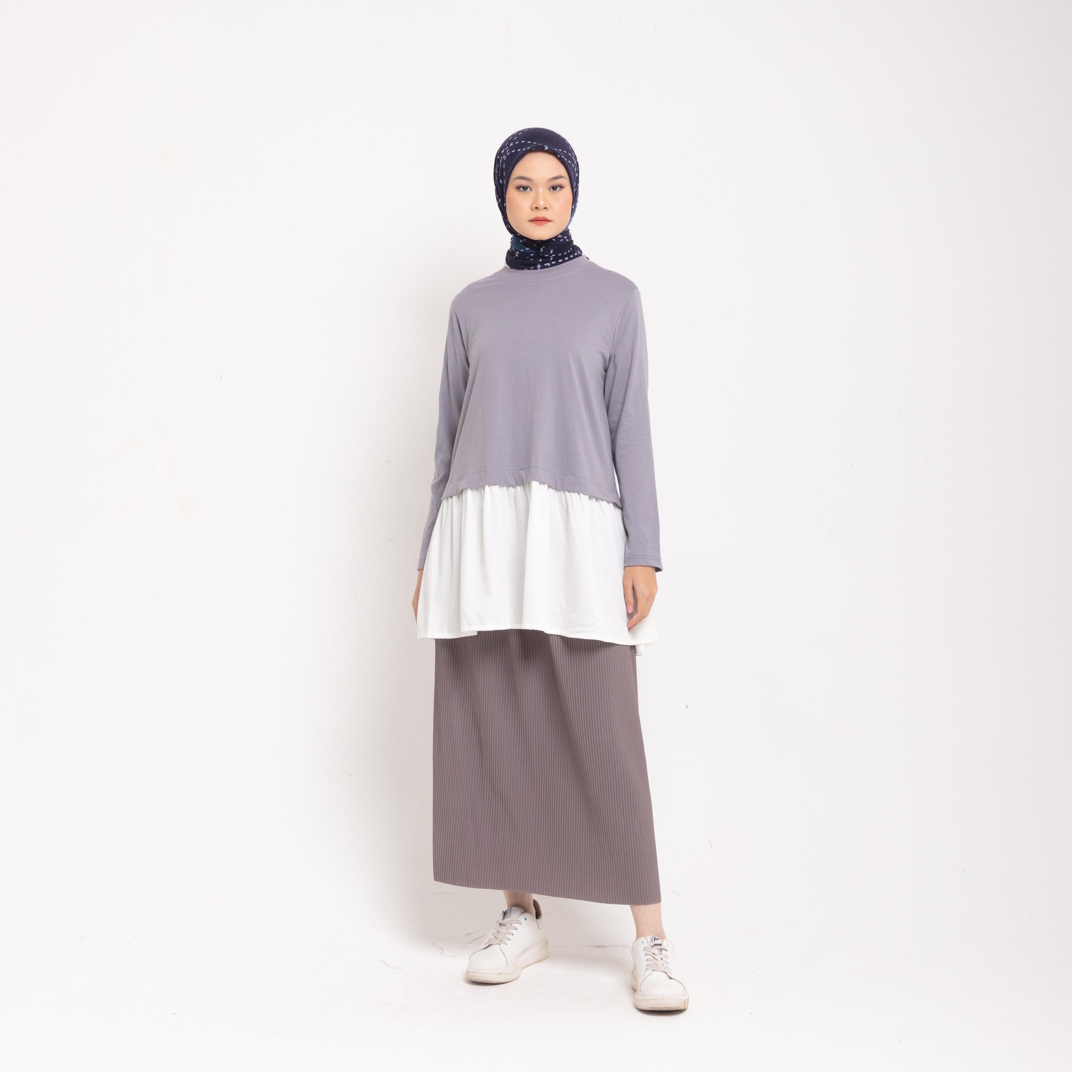 M Tunik Combed Ruffles Rayon - Silvergrey