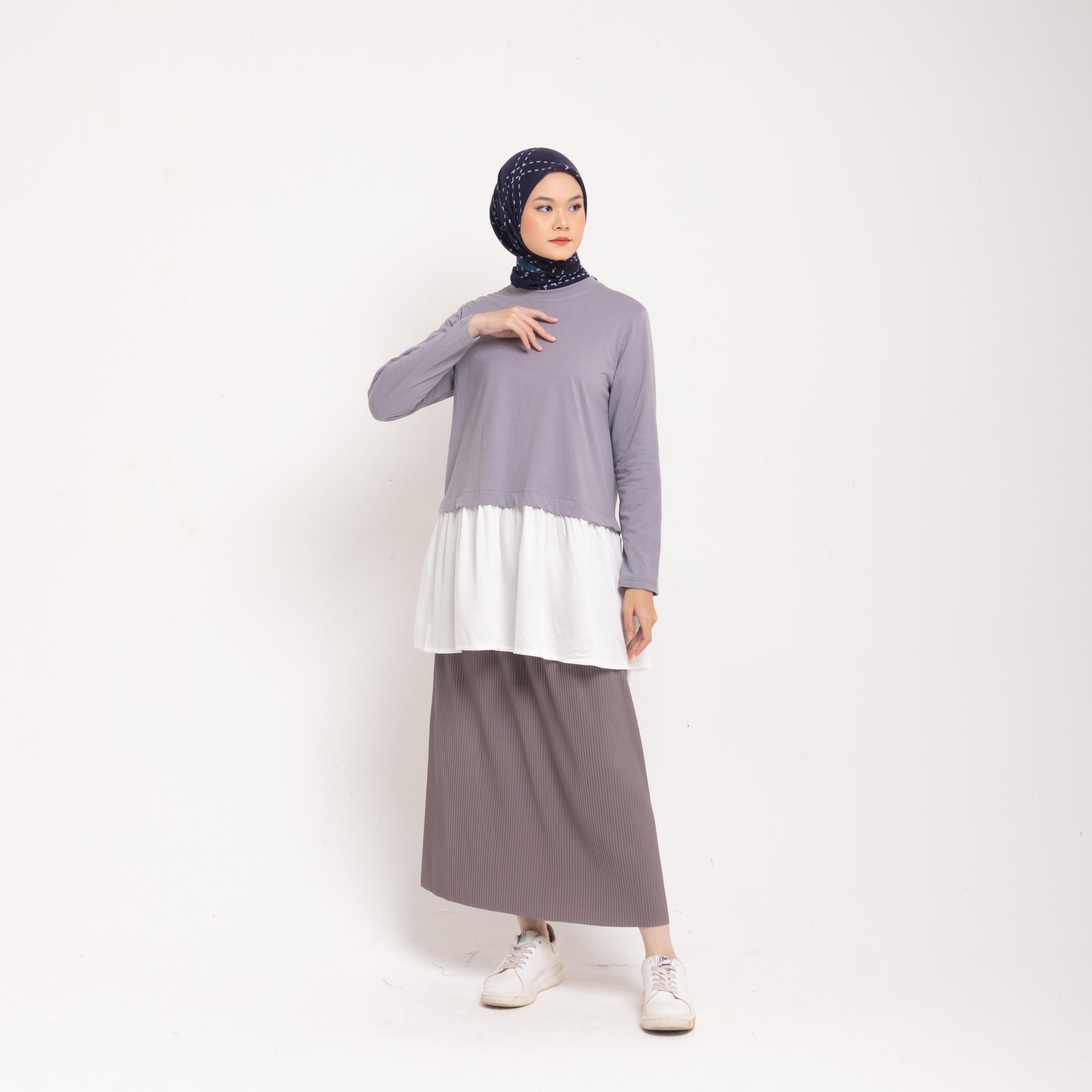 M Tunik Combed Ruffles Rayon - Silvergrey
