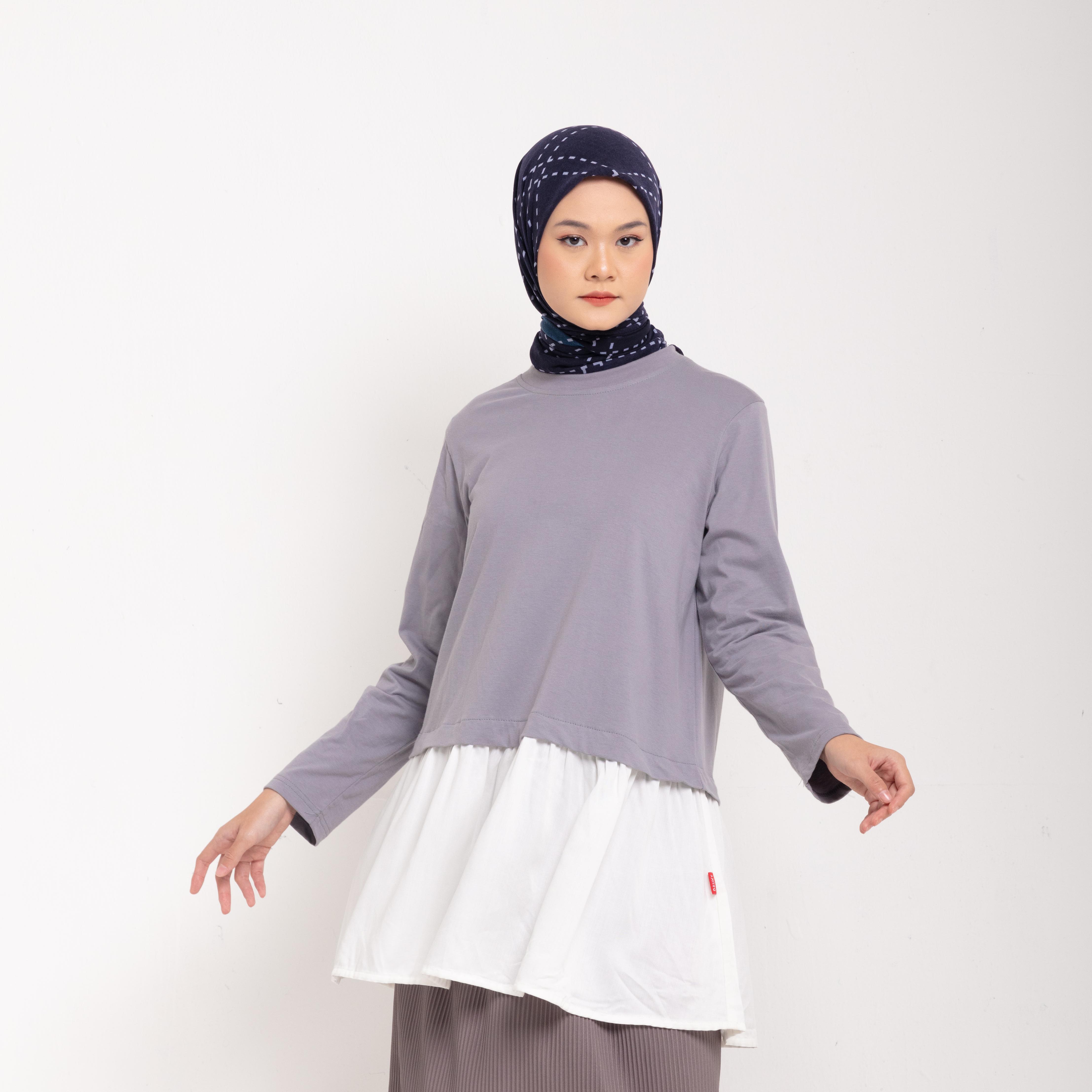 M Tunik Combed Ruffles Rayon - Silvergrey