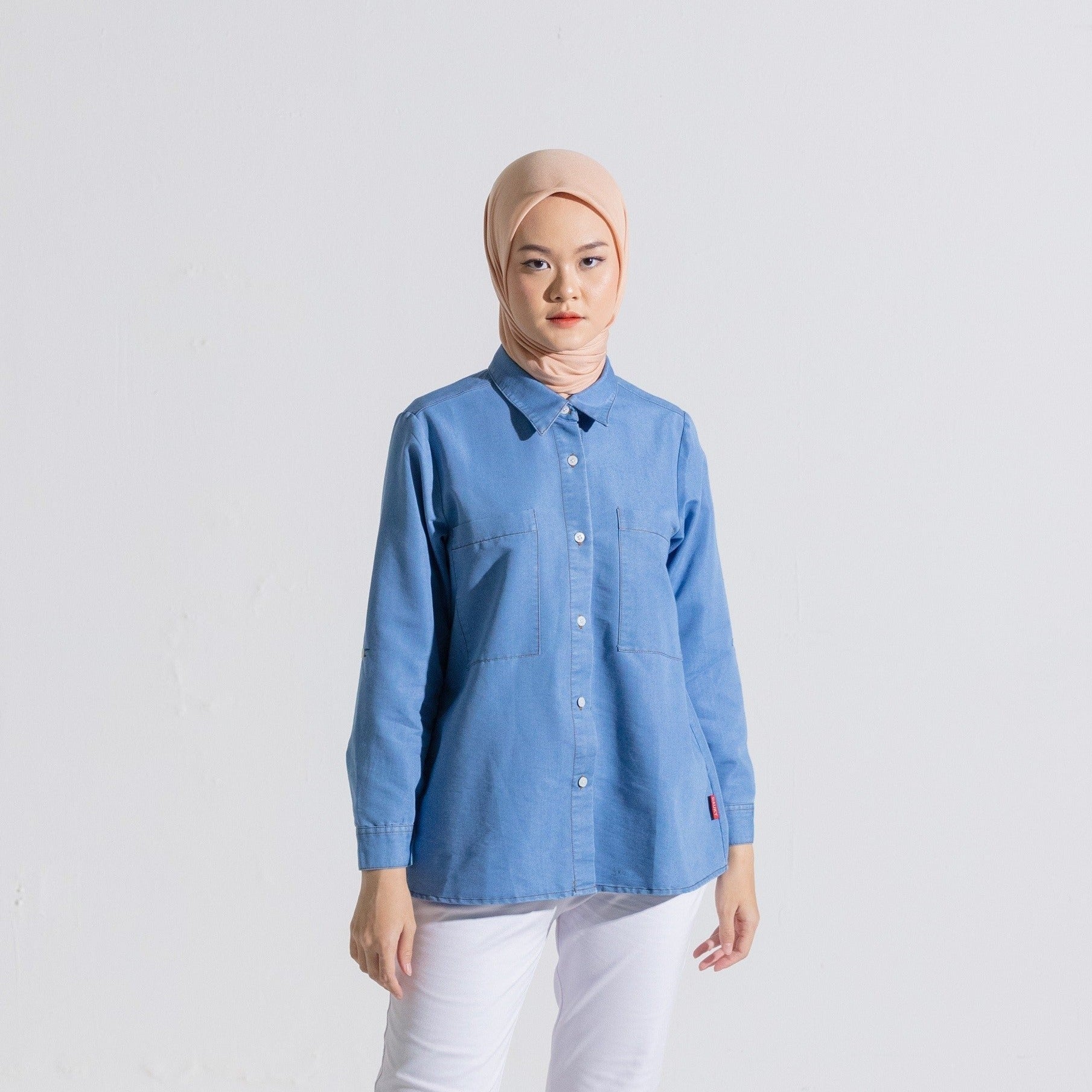 S Tunic Pocket Denim - Biru Muda