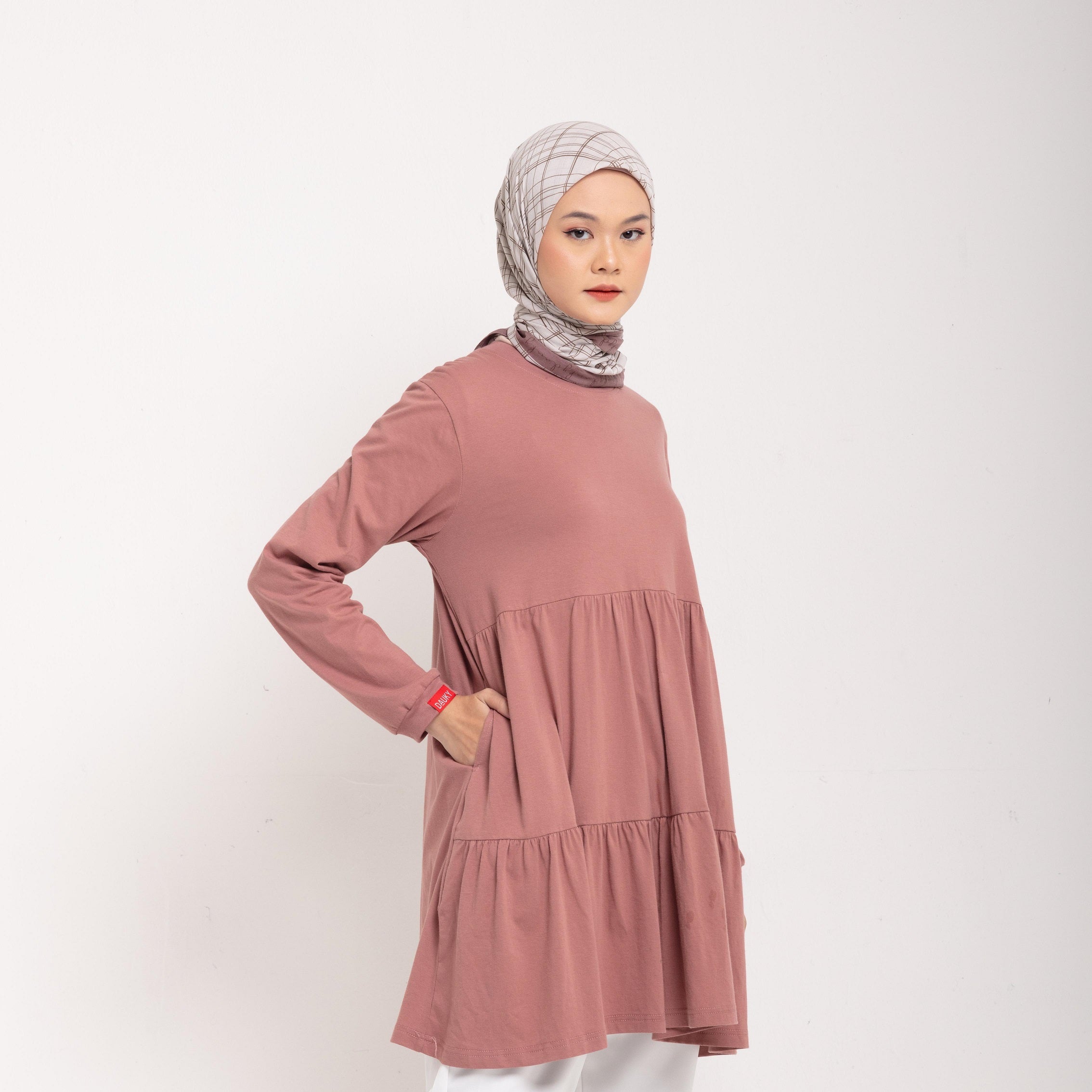 M Tunic Combed Ruffles Botton - Pink