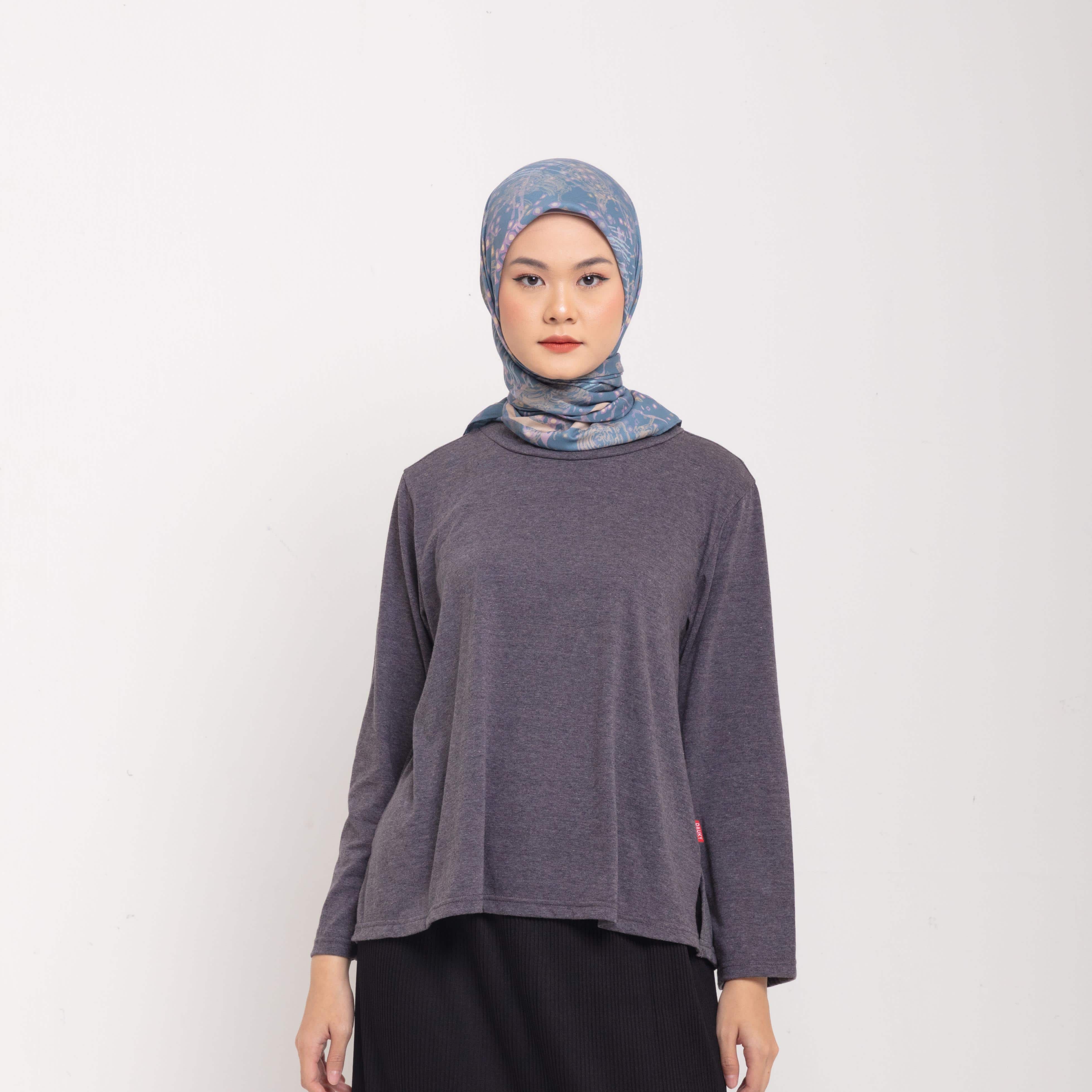 Dauky Hijab Segiempat Fleur Scarf - Navy