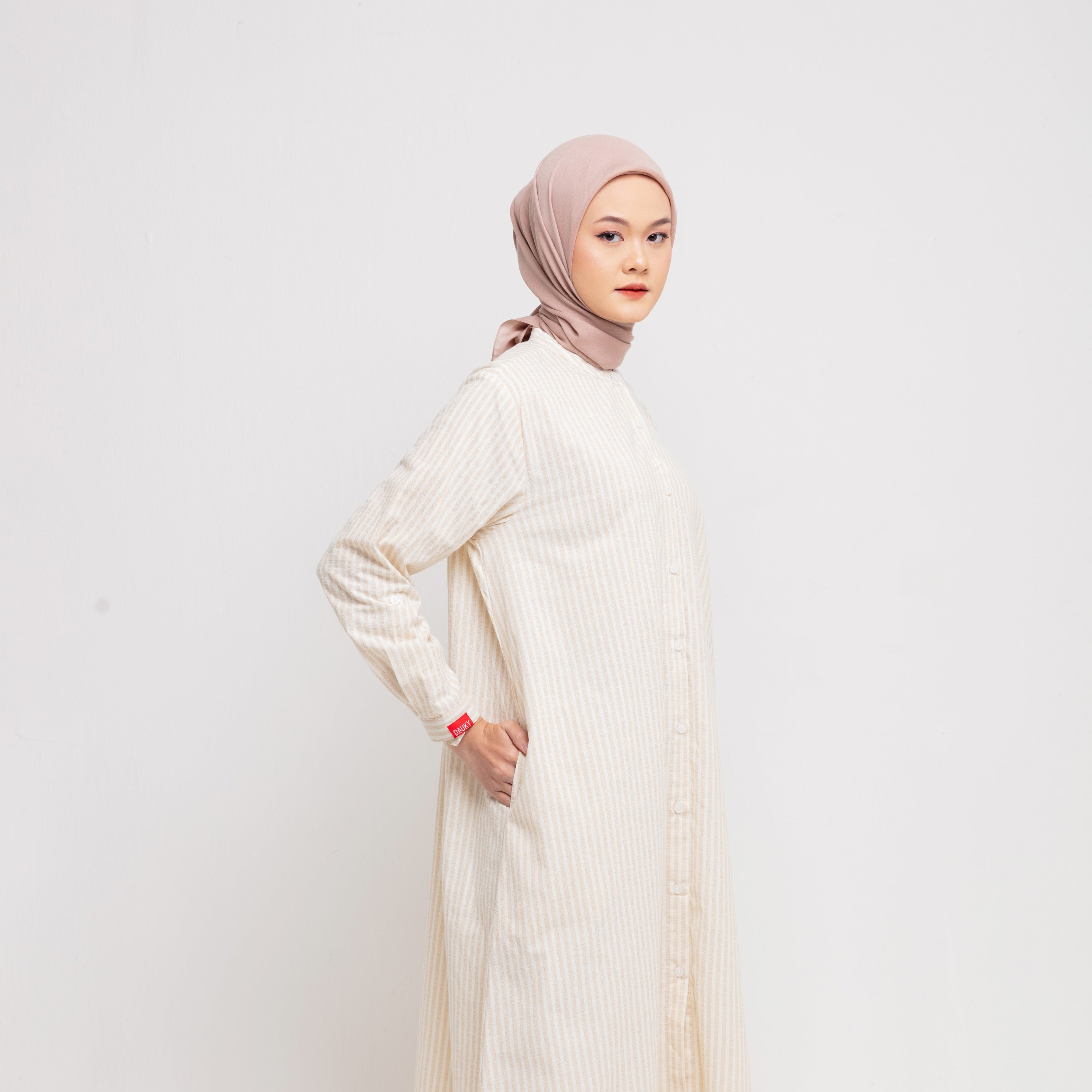 M Dress Oversize Stripe - Dusty Yellow