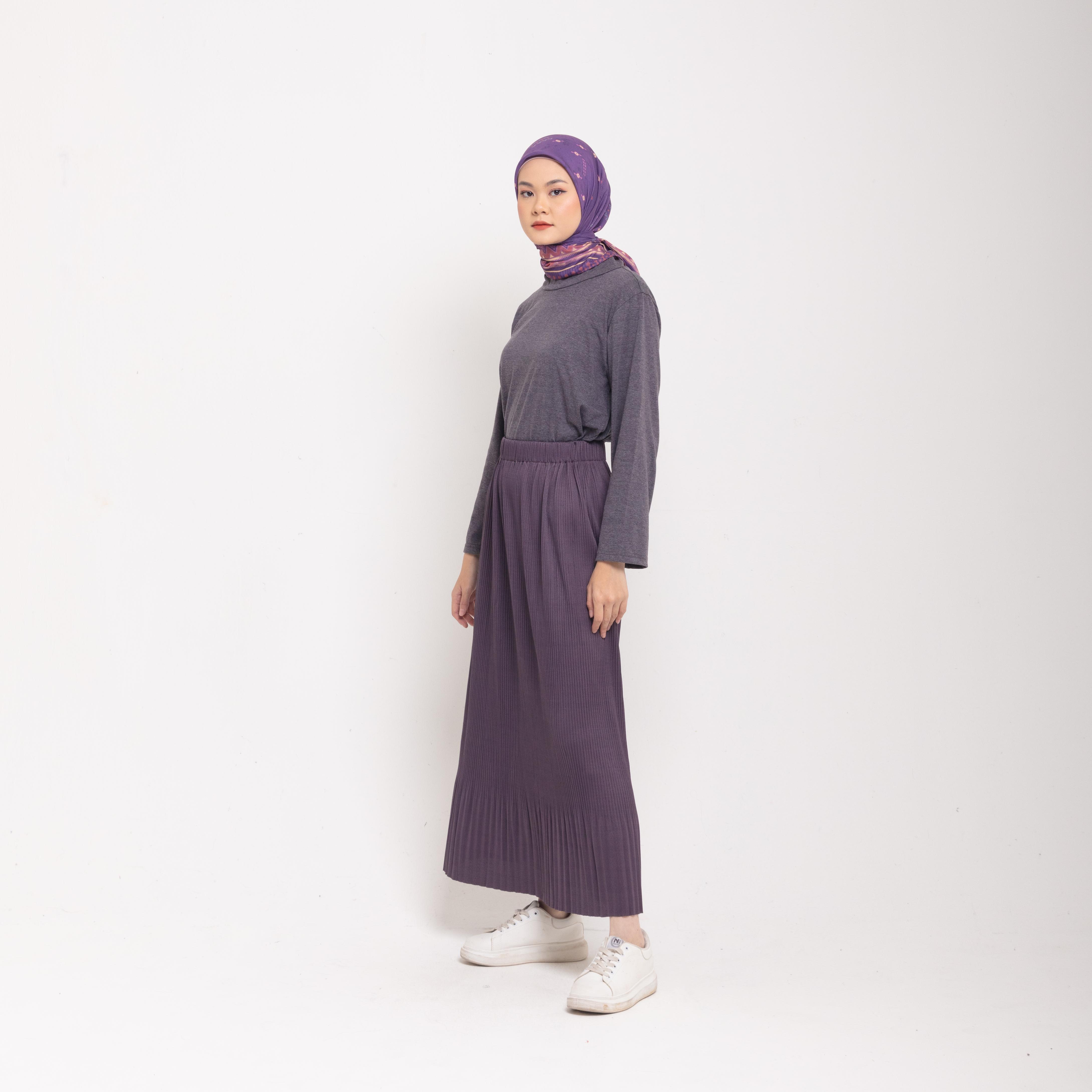 Dauky Bawahan Rok Pleats Skirt Ruffles - Darkgrey