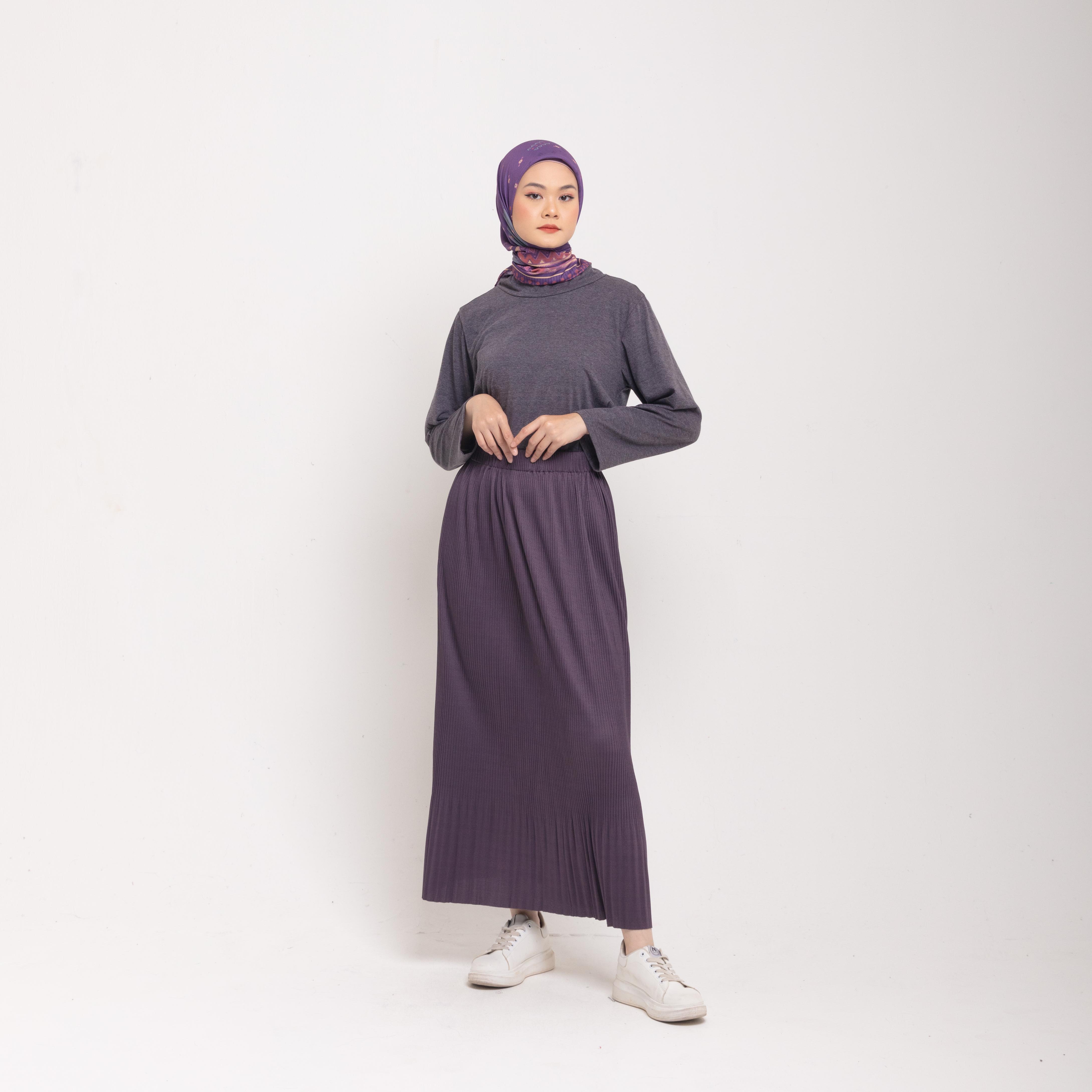 Dauky Bawahan Rok Pleats Skirt Ruffles - Darkgrey
