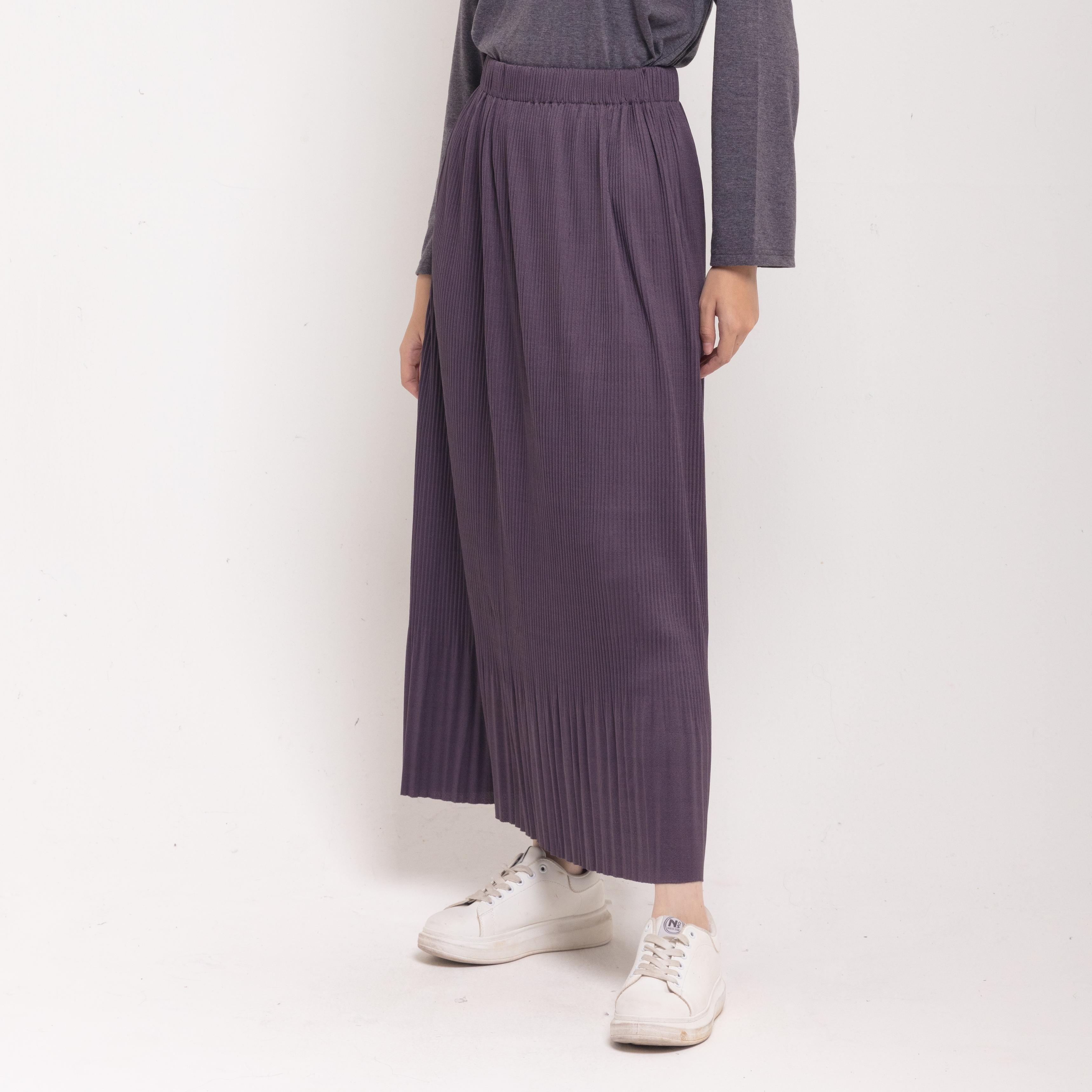 Dauky Bawahan Rok Pleats Skirt Ruffles - Darkgrey