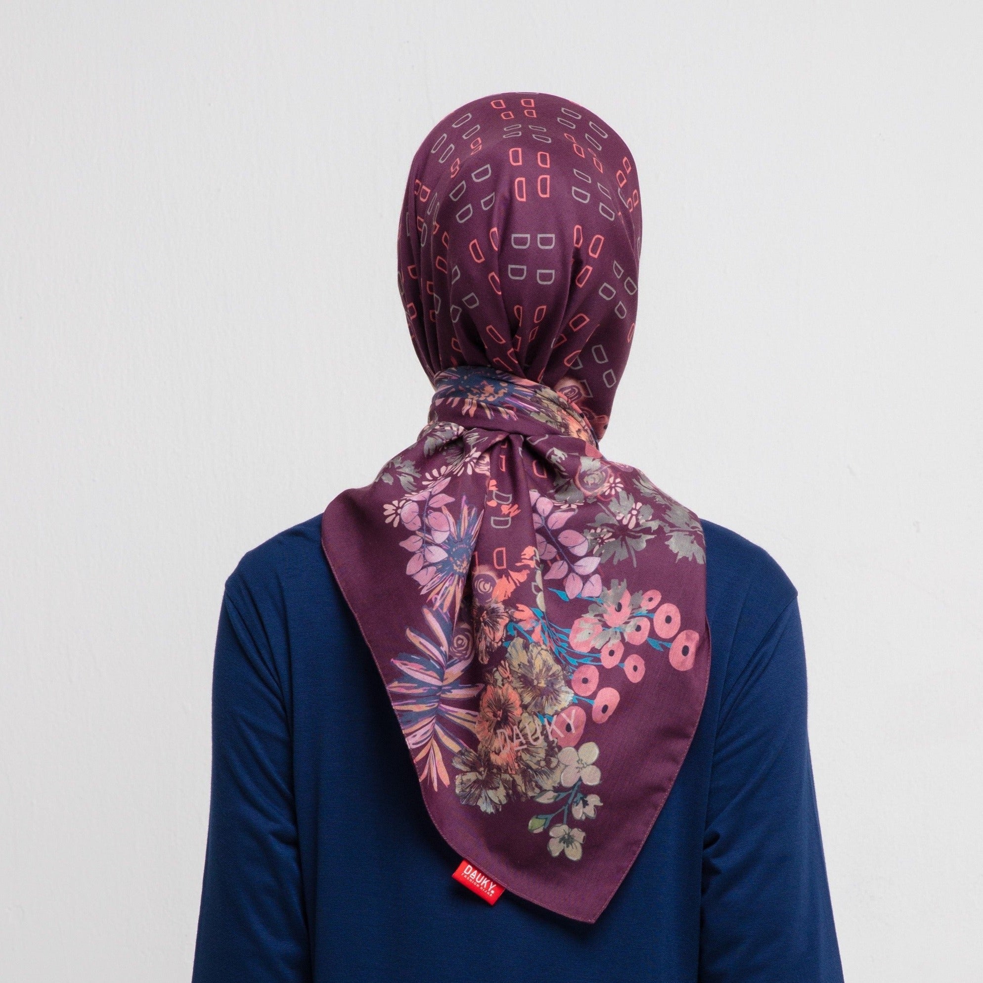 Floral Pattern Premium Scarf - Burgundy