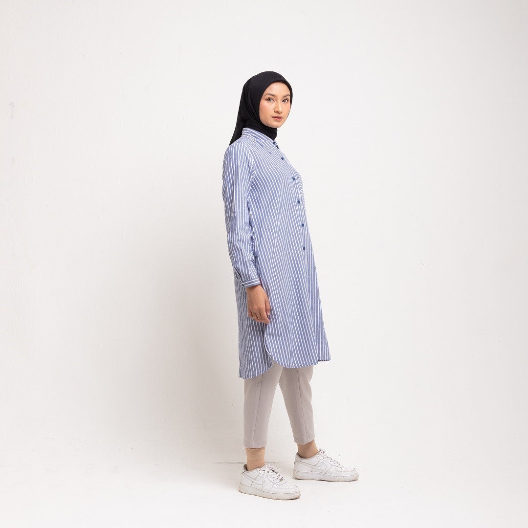 Dauky Atasan Wanita L Tunik Line Pattern - Navy