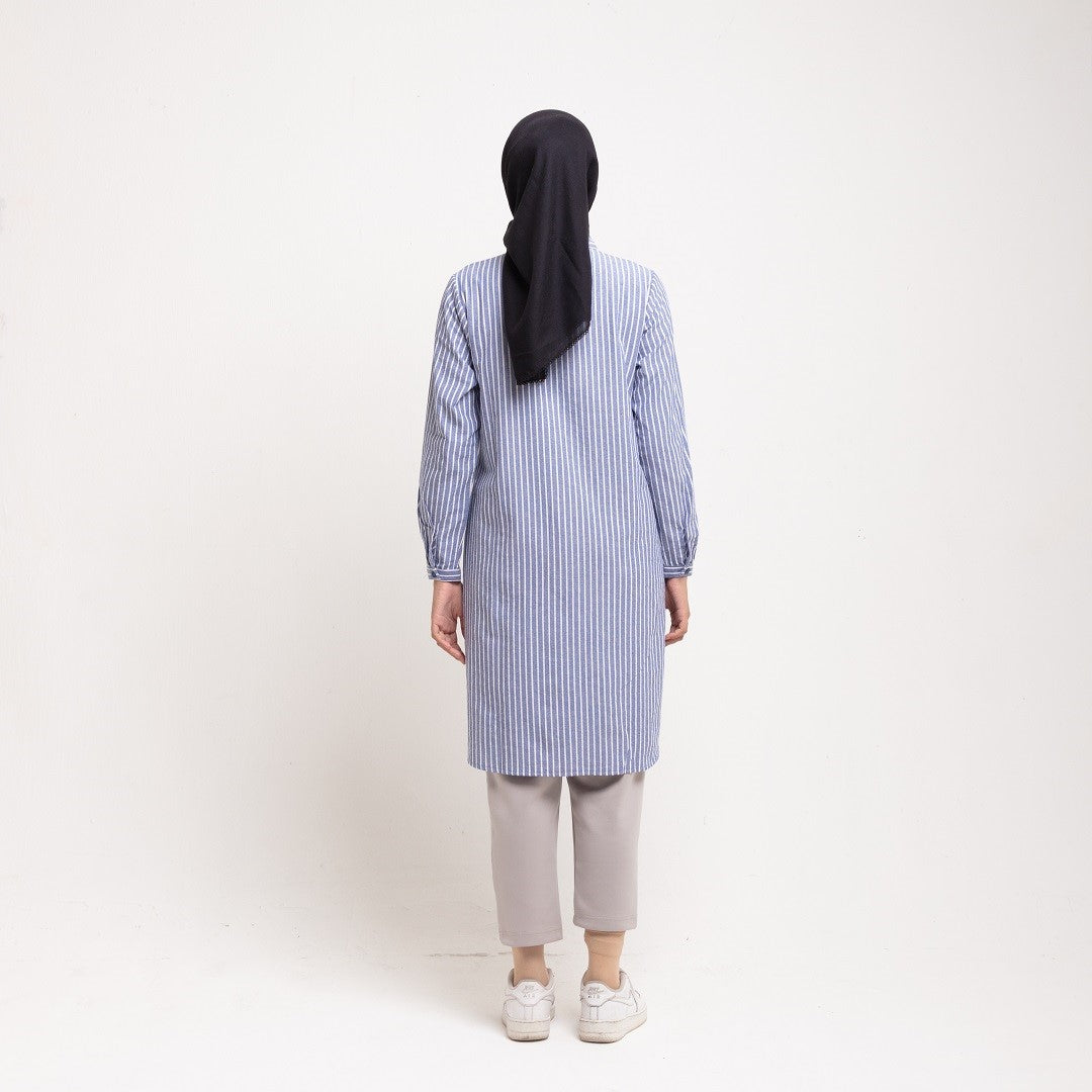 Dauky Atasan Wanita L Tunik Line Pattern - Navy