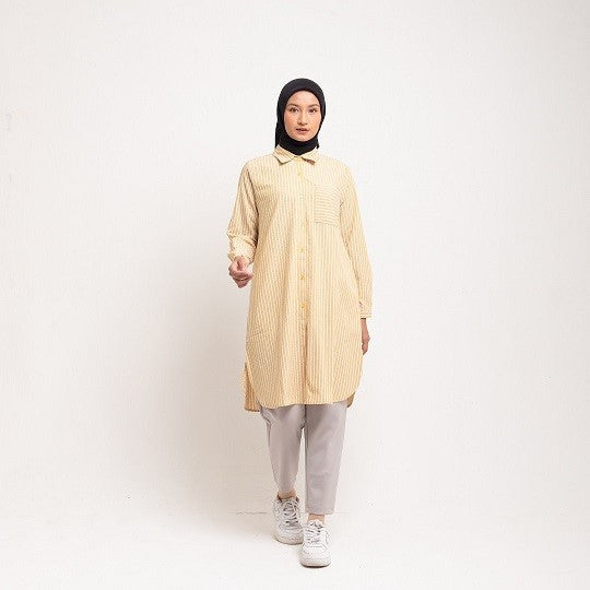 Dauky Atasan Wanita L Tunik Line Pattern - Kuning