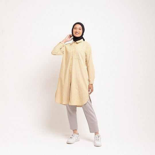 Dauky Atasan Wanita L Tunik Line Pattern - Kuning
