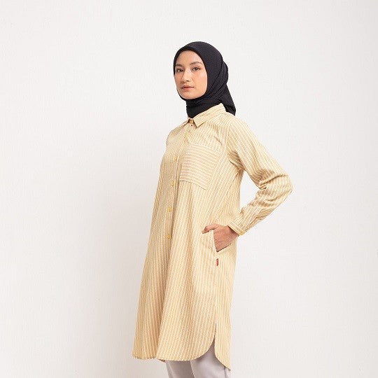 Dauky Atasan Wanita L Tunik Line Pattern - Kuning