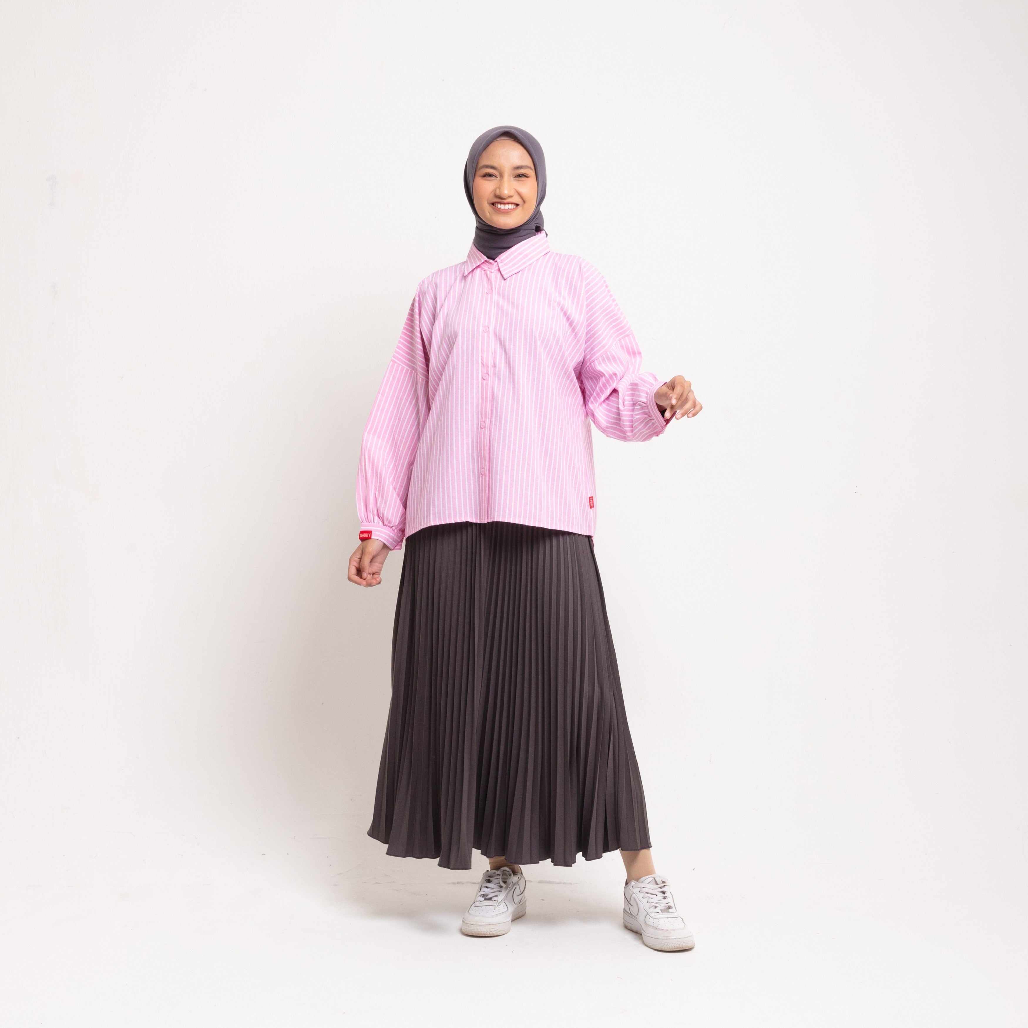 M Tunik Oversize Line Pattern - Pink