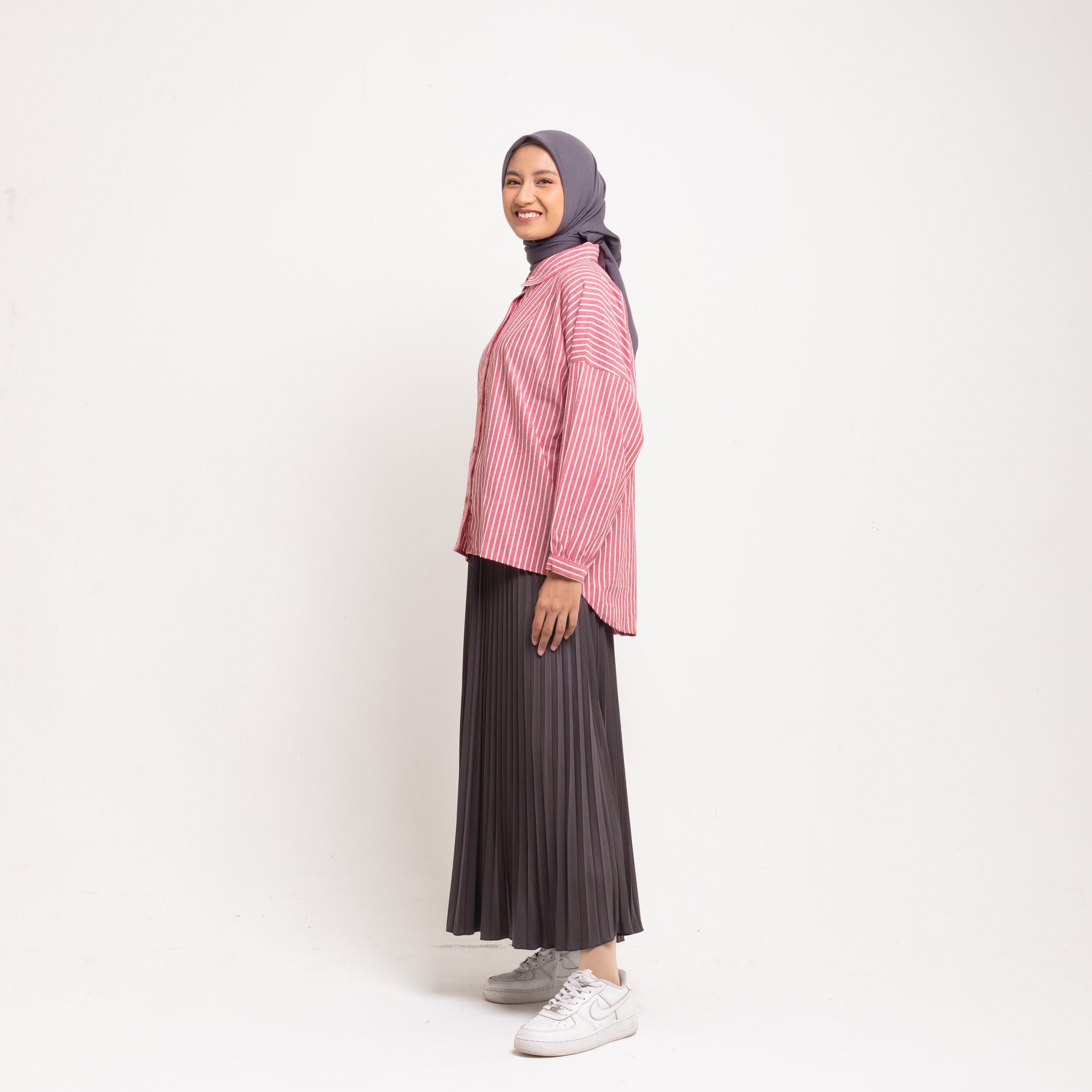M Tunik Oversize Line Pattern - Maroon