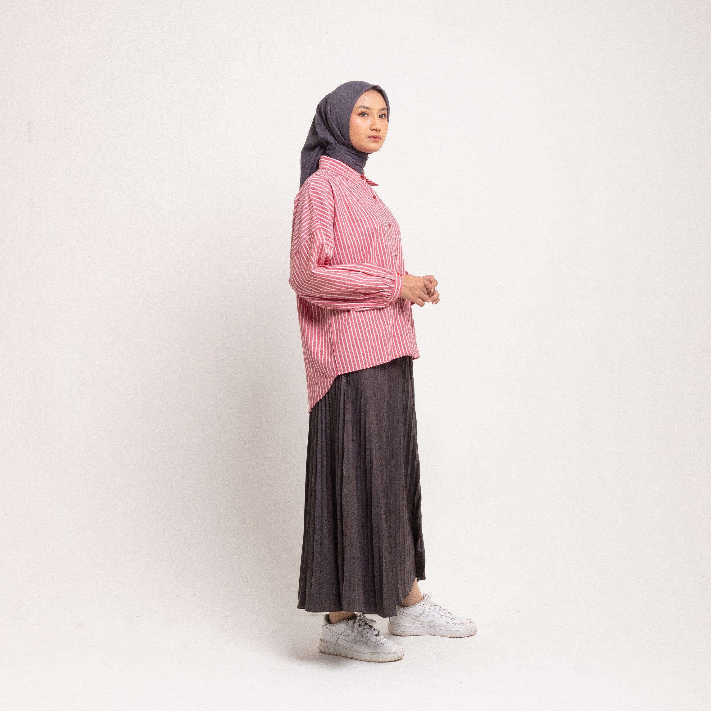 M Tunik Oversize Line Pattern - Maroon