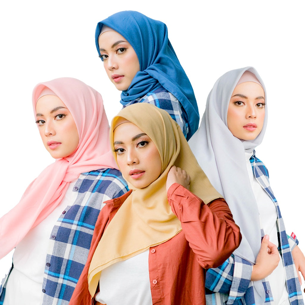 Dauky Hijab Segiempat Kerudung Polos Basic Voal Scarf