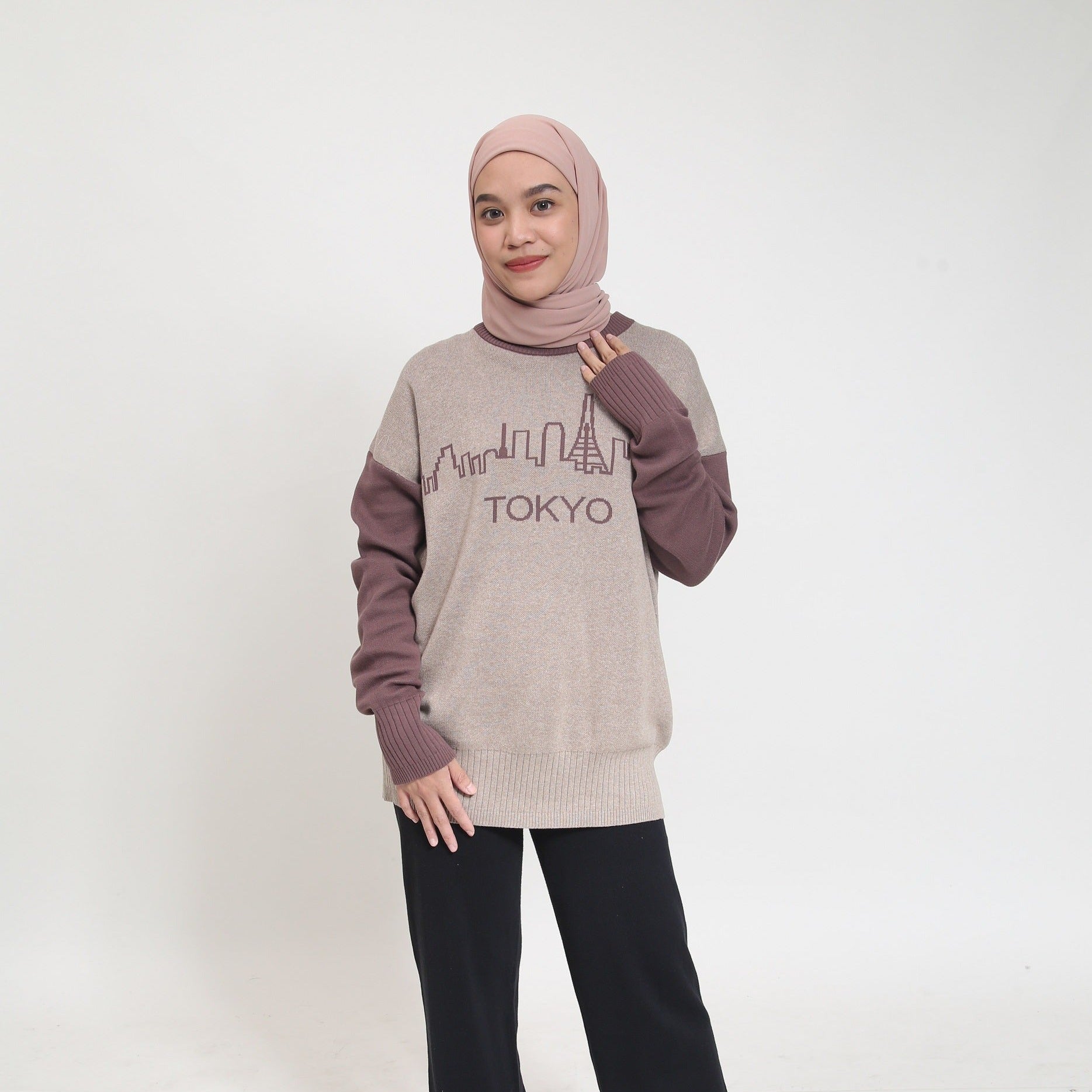 Dauky Atasan Wanita Tunik Knit Oversize Tokyo Knit Series Tokyo Collection - Burgundy
