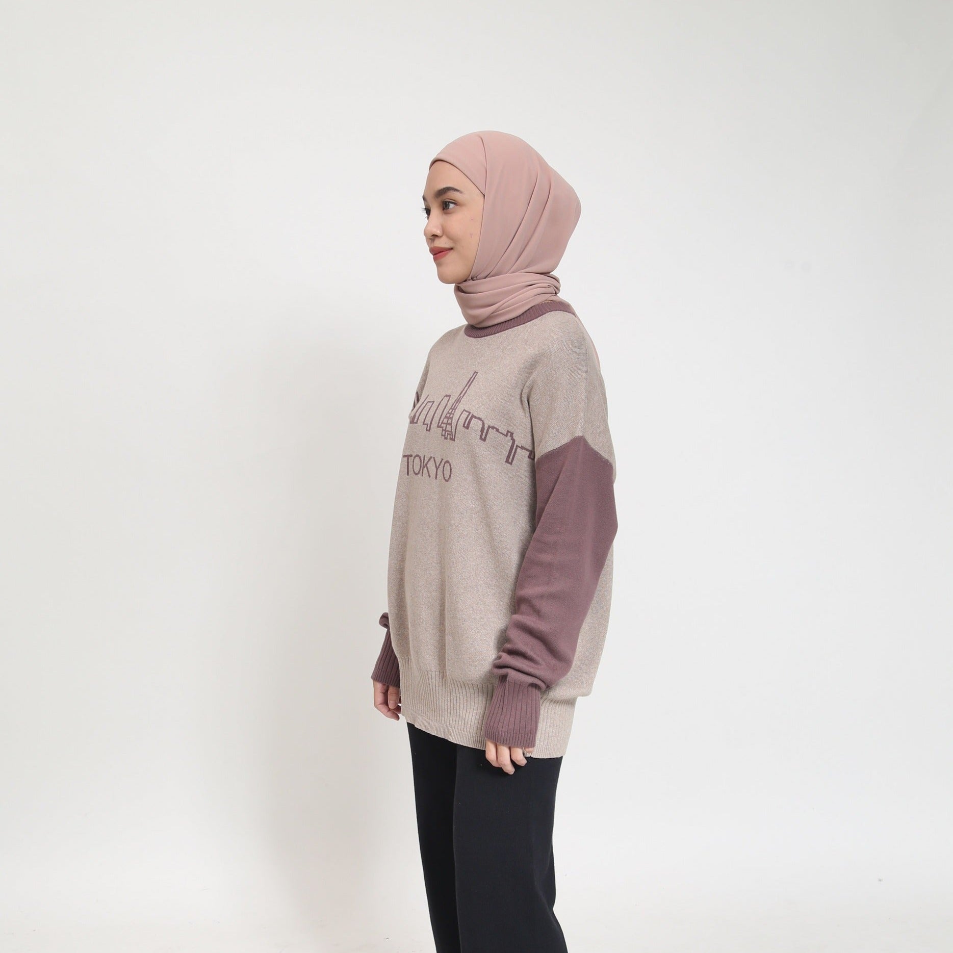 Dauky Atasan Wanita Tunik Knit Oversize Tokyo Knit Series Tokyo Collection - Burgundy