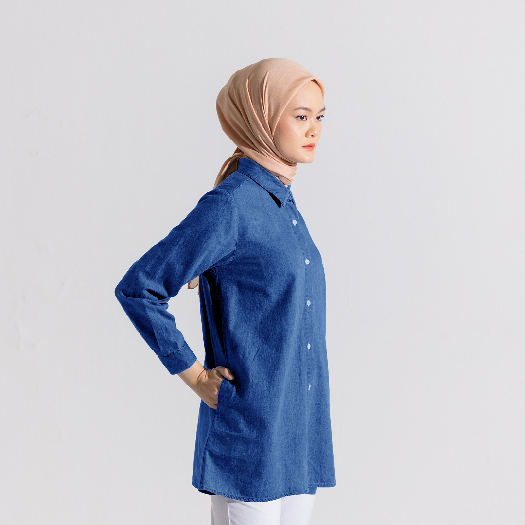 M Tunic Basic Denim - Biru Tua